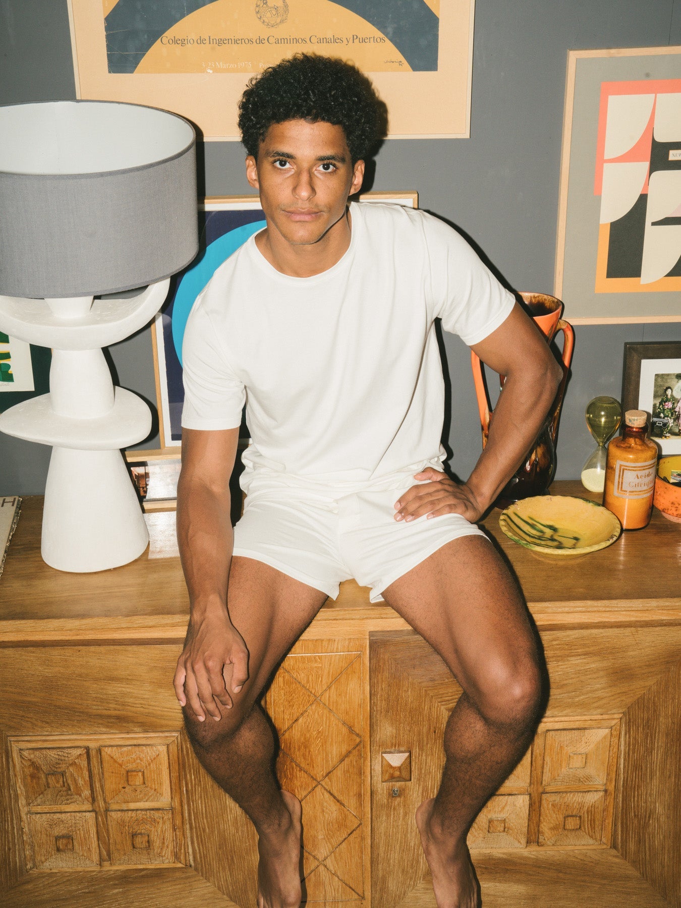 Pétrone T-shirt manches courtes coton pima micromodal blanc crème homme#couleur_blanc-crème