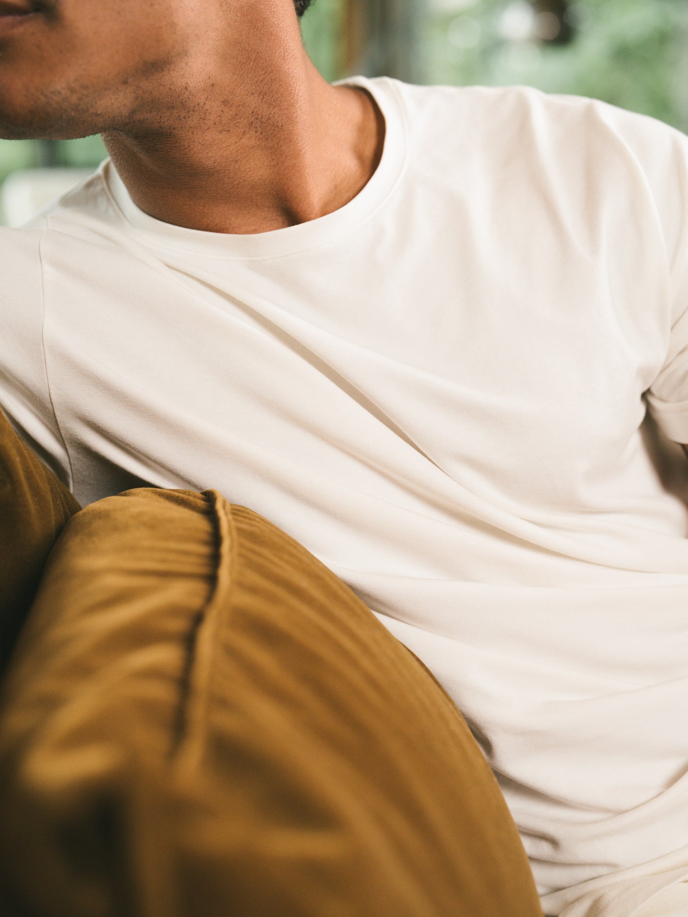 Pétrone T-shirt manches courtes coton pima micromodal blanc crème homme#couleur_blanc-crème