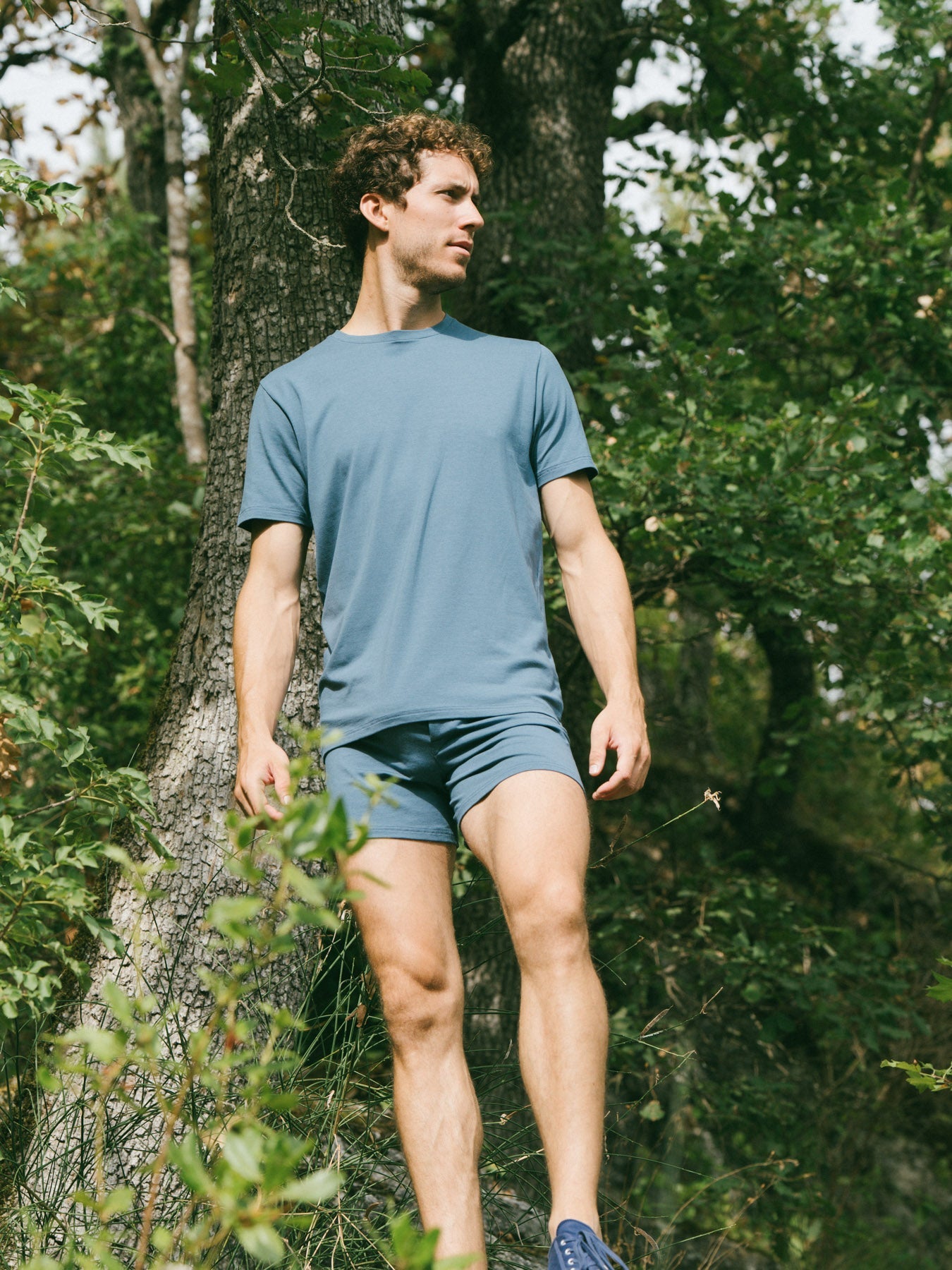 Pétrone T-shirt manches courtes coton pima micromodal bleu céruléen homme#couleur_bleu-céruléen