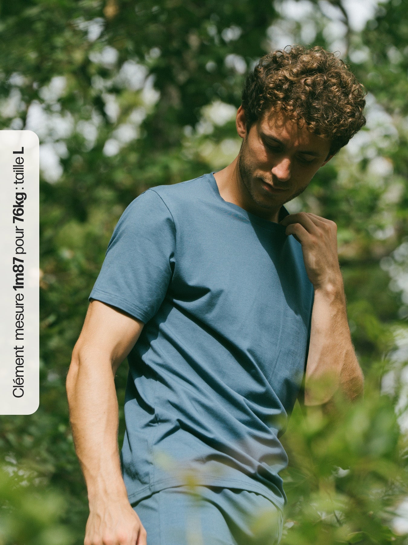 Pétrone T-shirt manches courtes coton pima micromodal bleu céruléen homme#couleur_bleu-céruléen