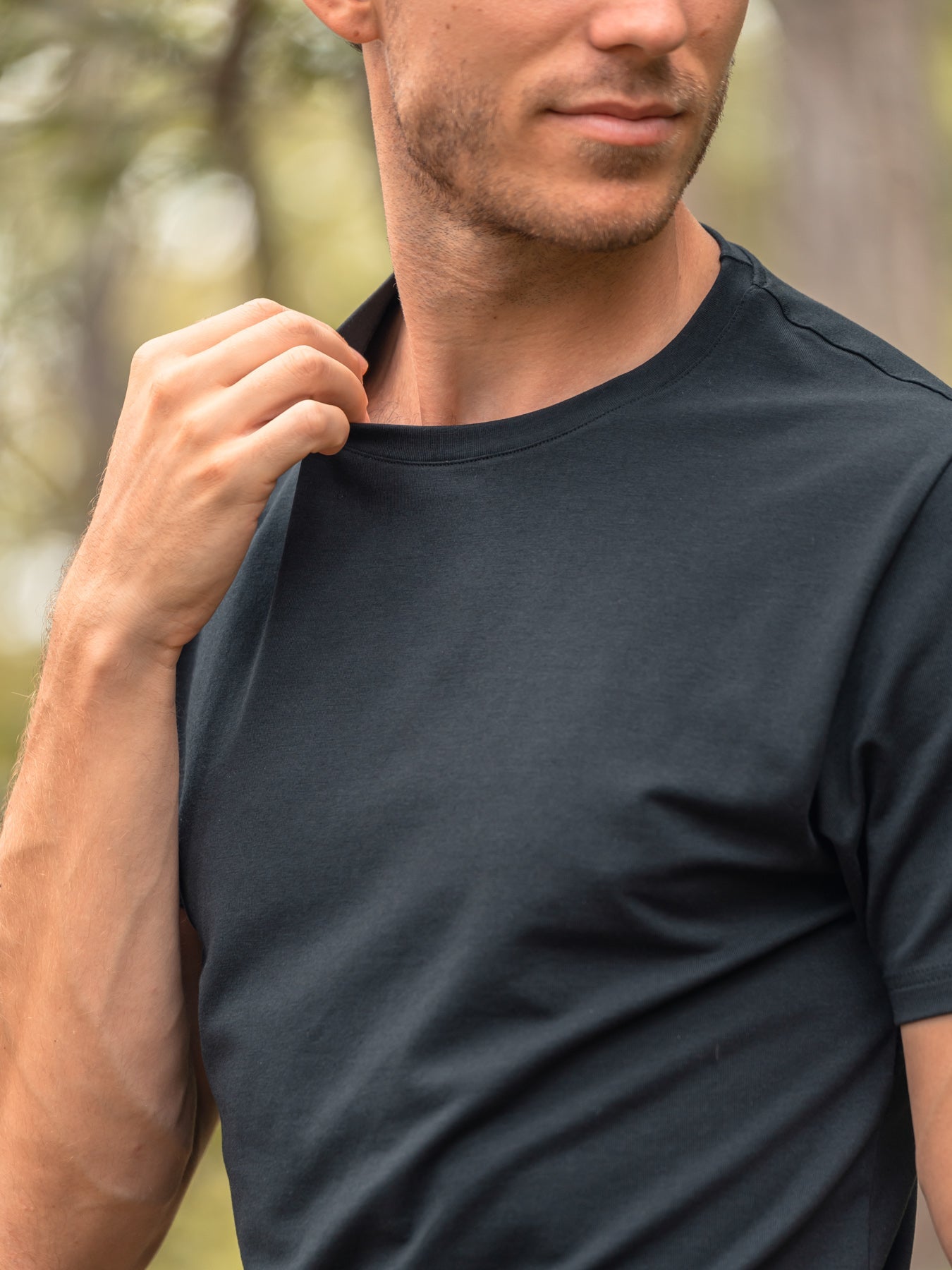 Pétrone T-shirt manches courtes coton pima micromodal bleu marine homme#couleur_bleu-marine