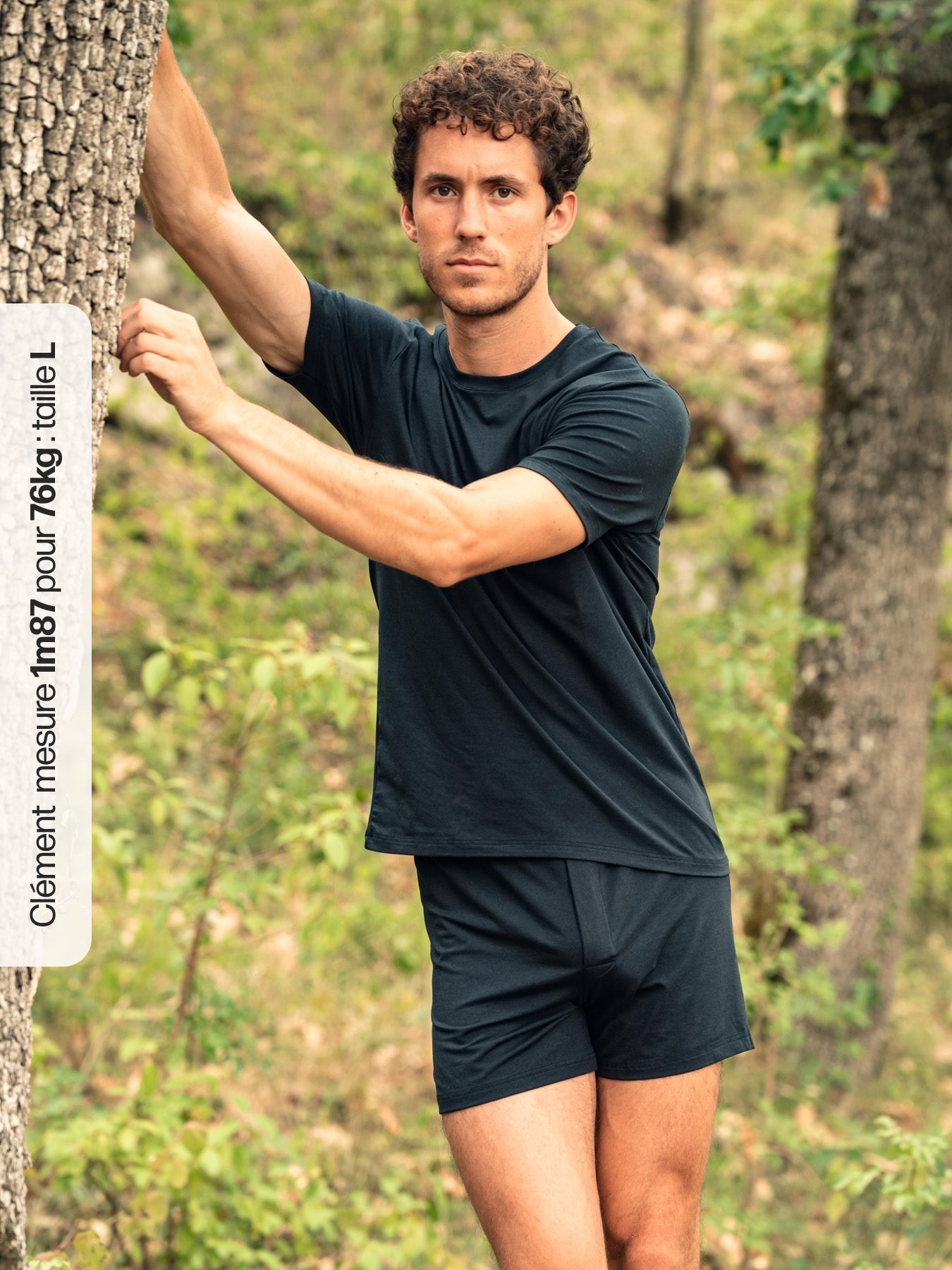 Pétrone T-shirt manches courtes coton pima micromodal bleu marine homme#couleur_bleu-marine