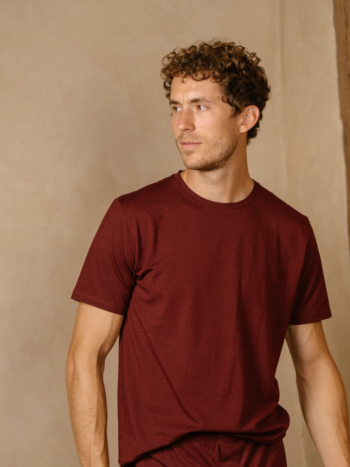 Pétrone T-shirt manches courtes coton pima micromodal bordeaux foncé homme#couleur_bordeaux-foncé