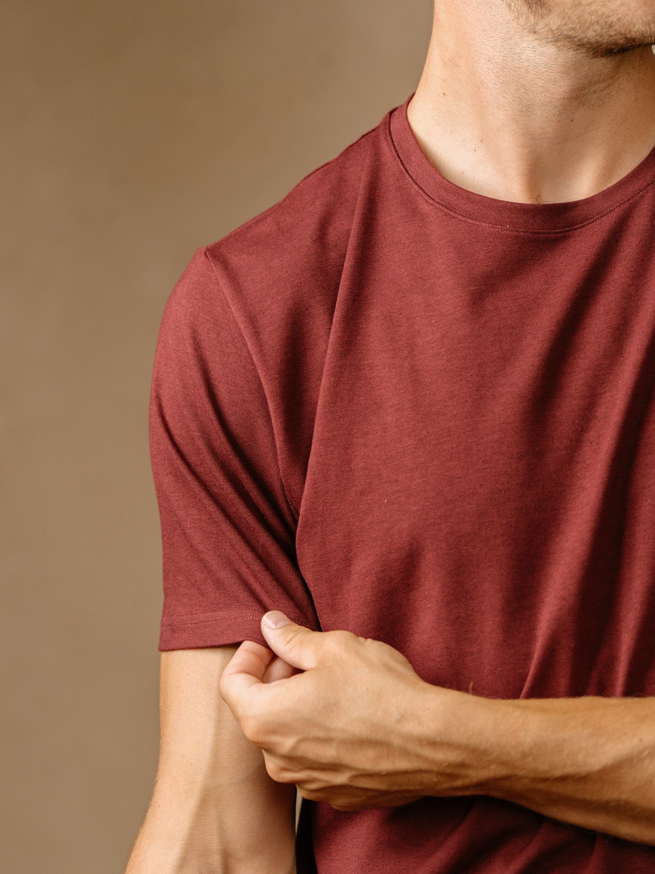 Pétrone T-shirt manches courtes coton pima micromodal bordeaux foncé homme#couleur_bordeaux-foncé