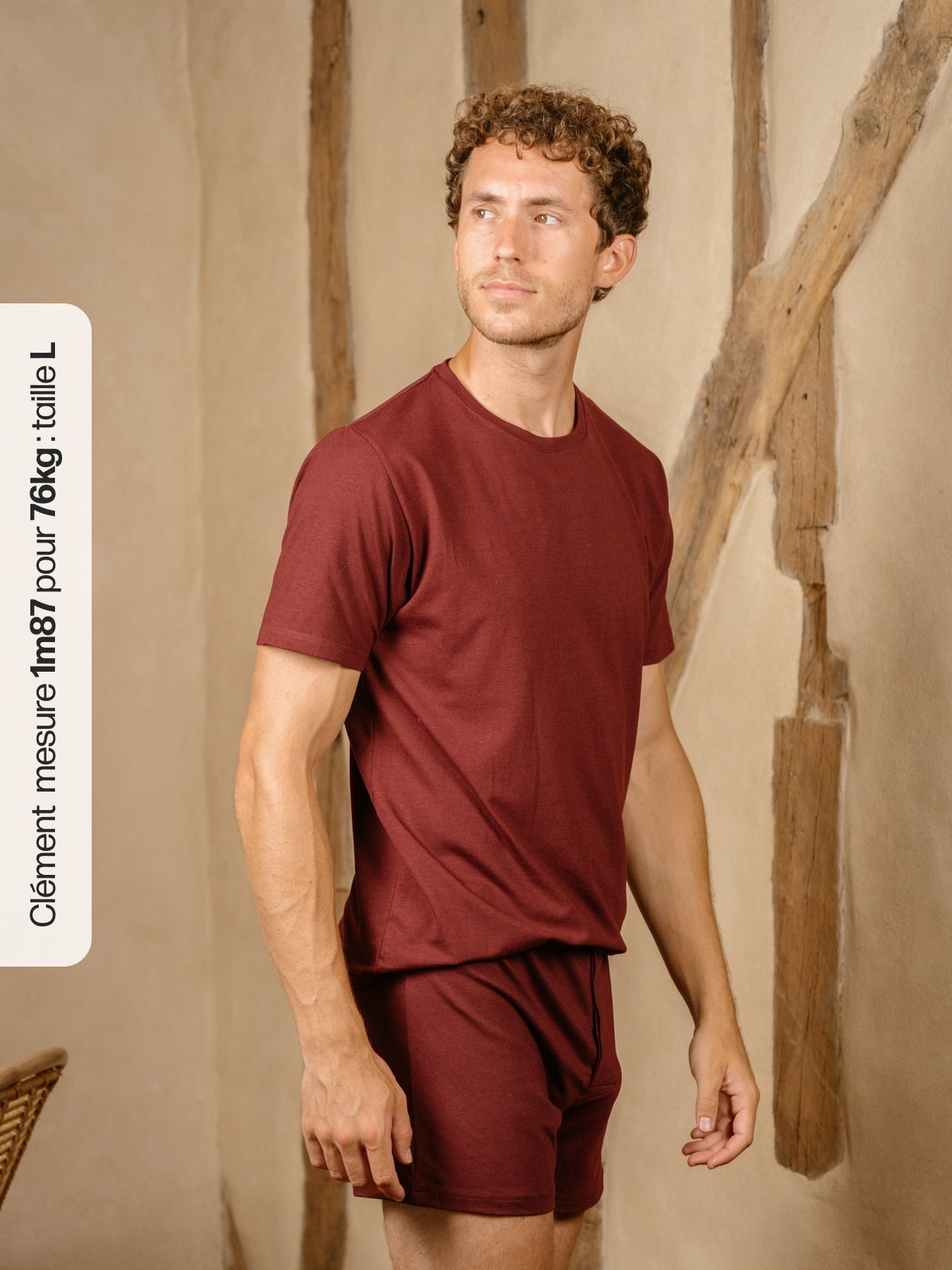 Pétrone T-shirt manches courtes coton pima micromodal bordeaux foncé homme#couleur_bordeaux-foncé