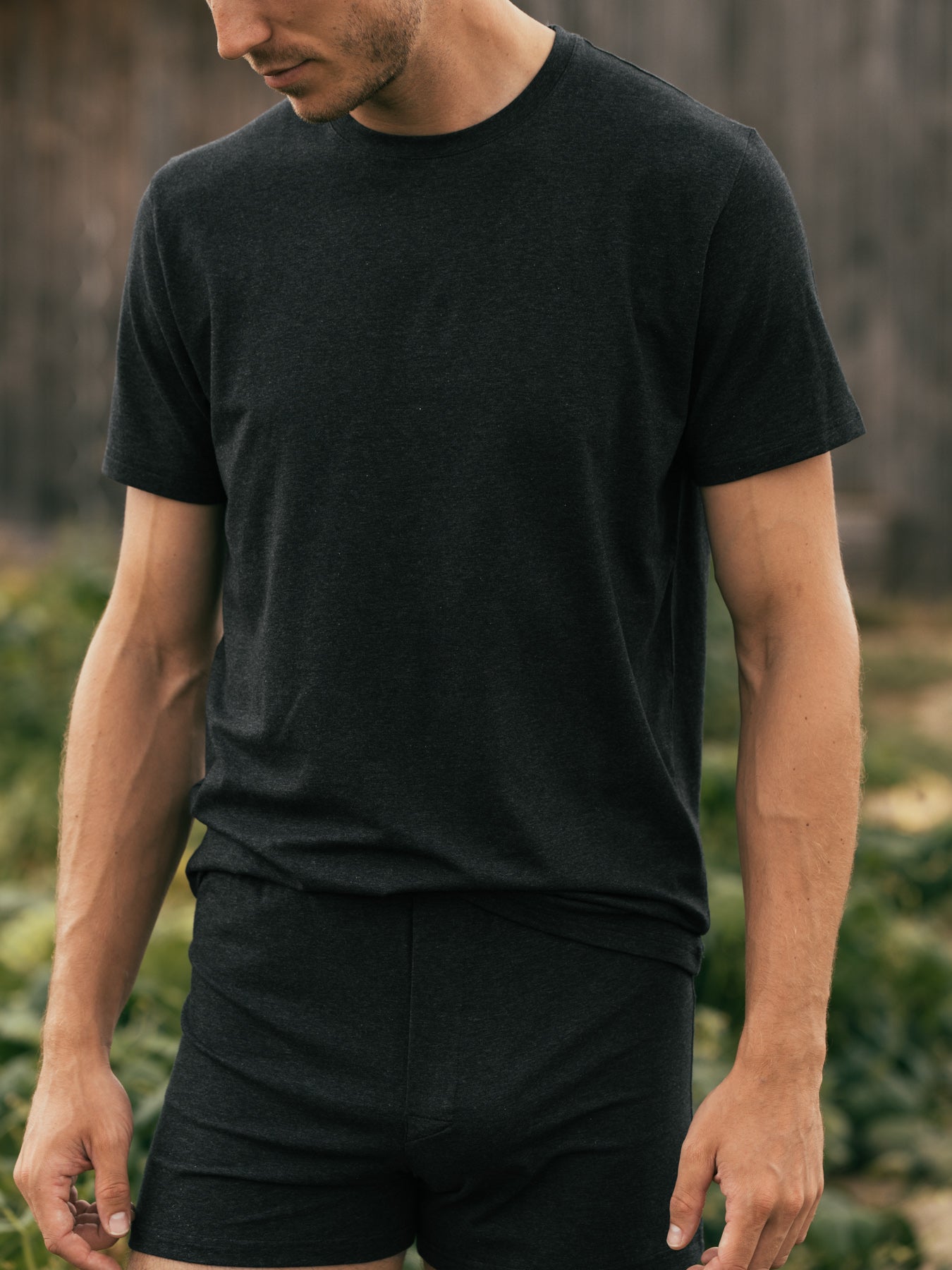 Pétrone T-shirt manches courtes coton pima micromodal gris anthracite homme#couleur_gris-anthracite