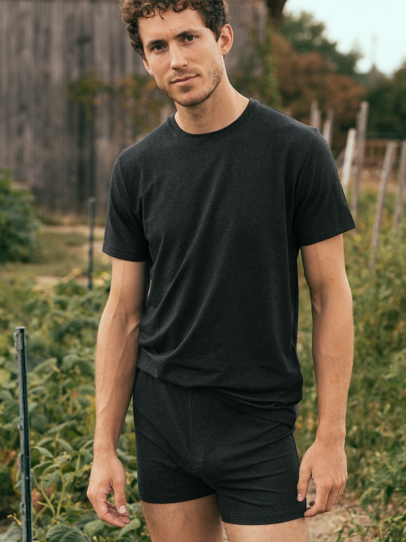 Pétrone T-shirt manches courtes coton pima micromodal gris anthracite homme#couleur_gris-anthracite