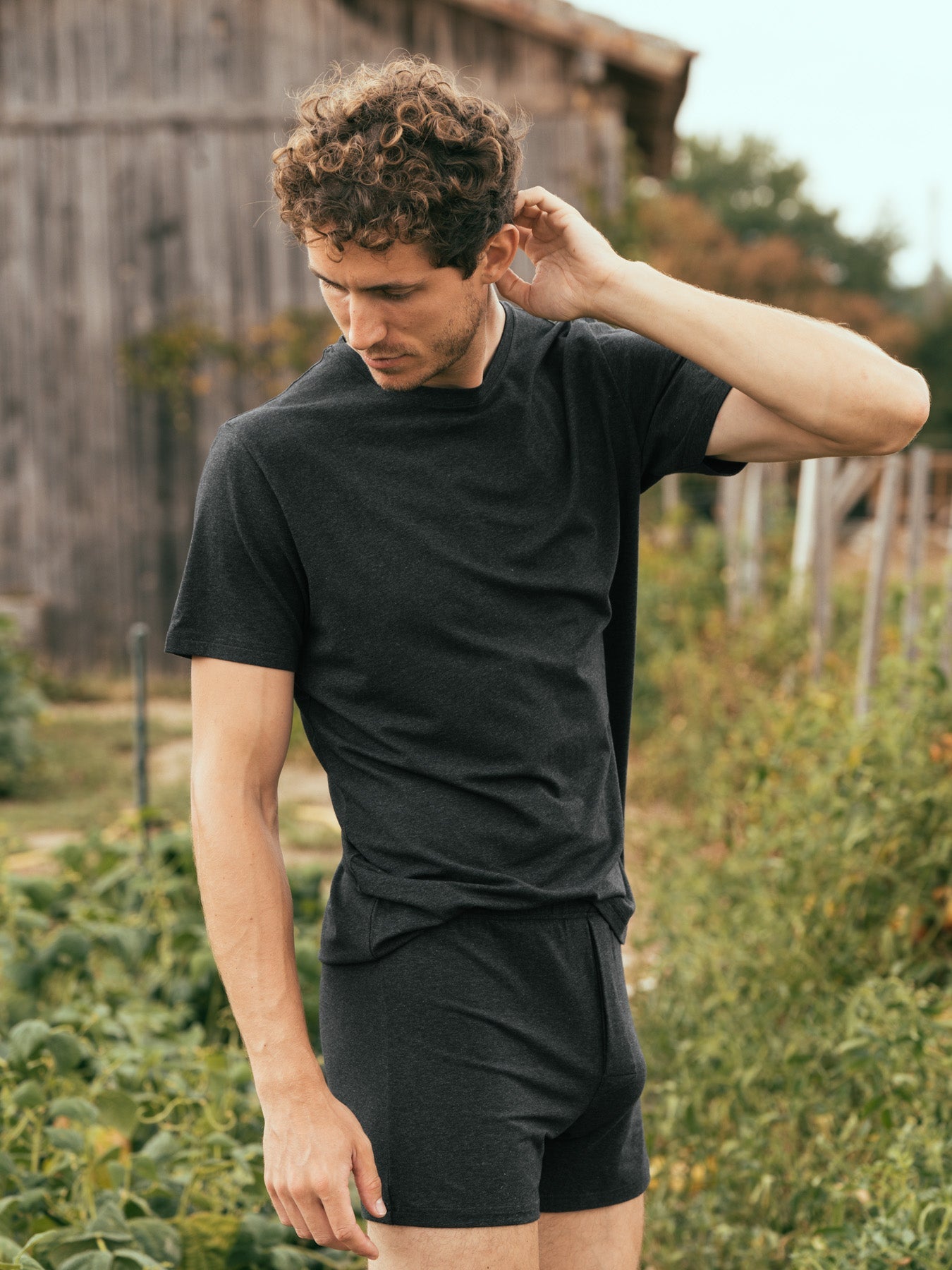 Pétrone T-shirt manches courtes coton pima micromodal gris anthracite homme#couleur_gris-anthracite