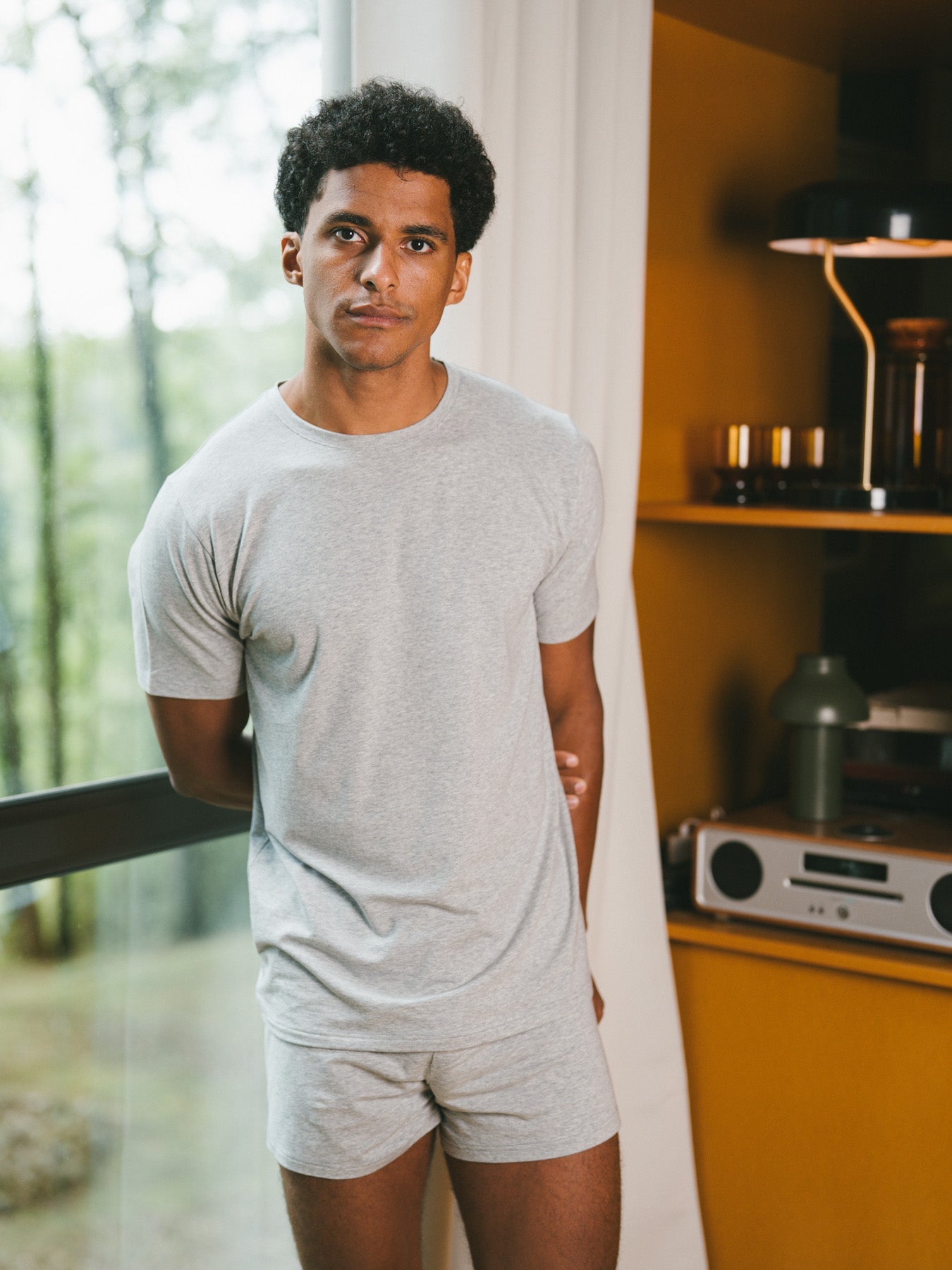 Pétrone T-shirt manches courtes coton pima micromodal gris chiné clair homme#couleur_gris-chiné-clair