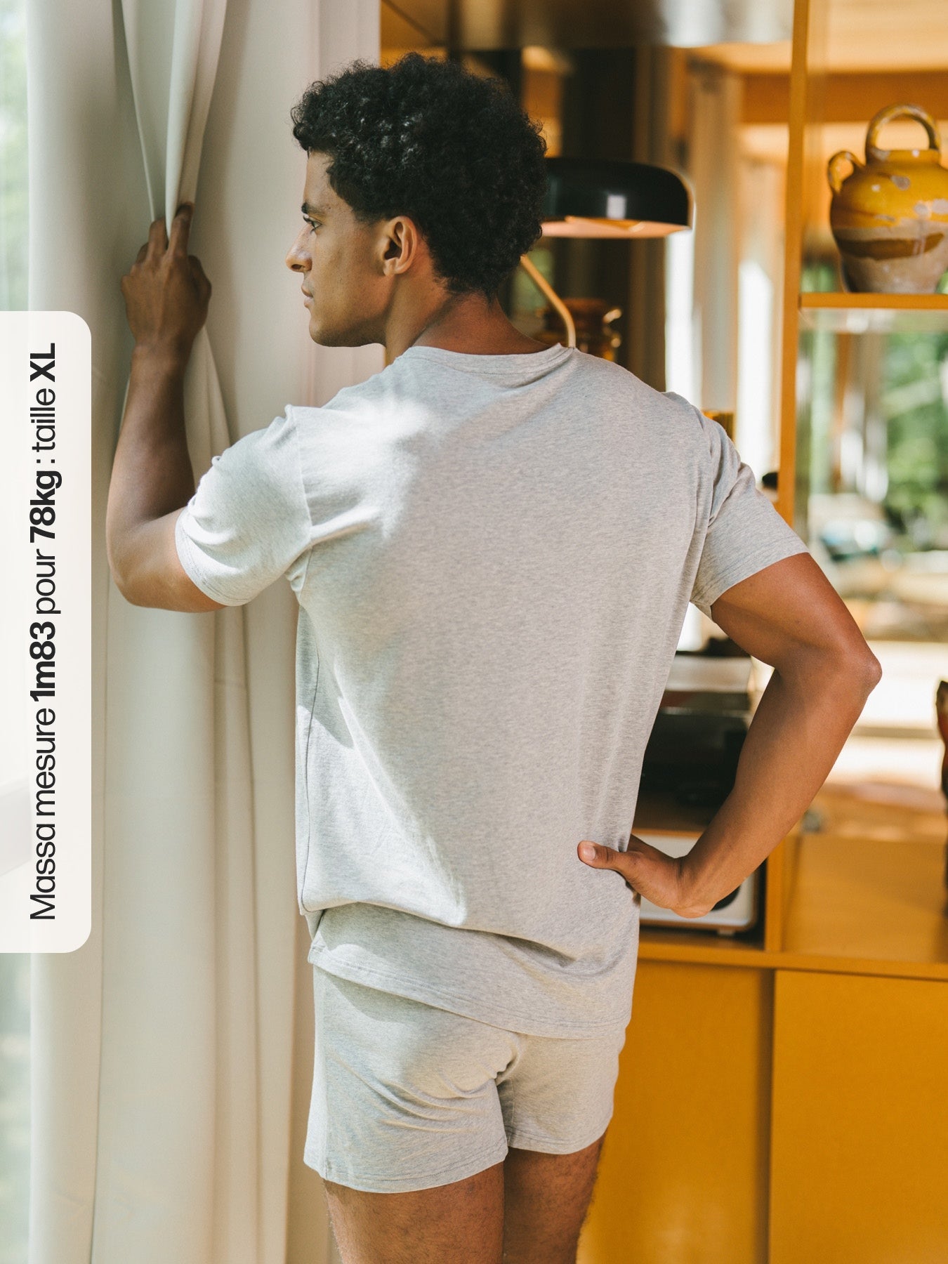 Pétrone T-shirt manches courtes coton pima micromodal gris chiné clair homme#couleur_gris-chiné-clair