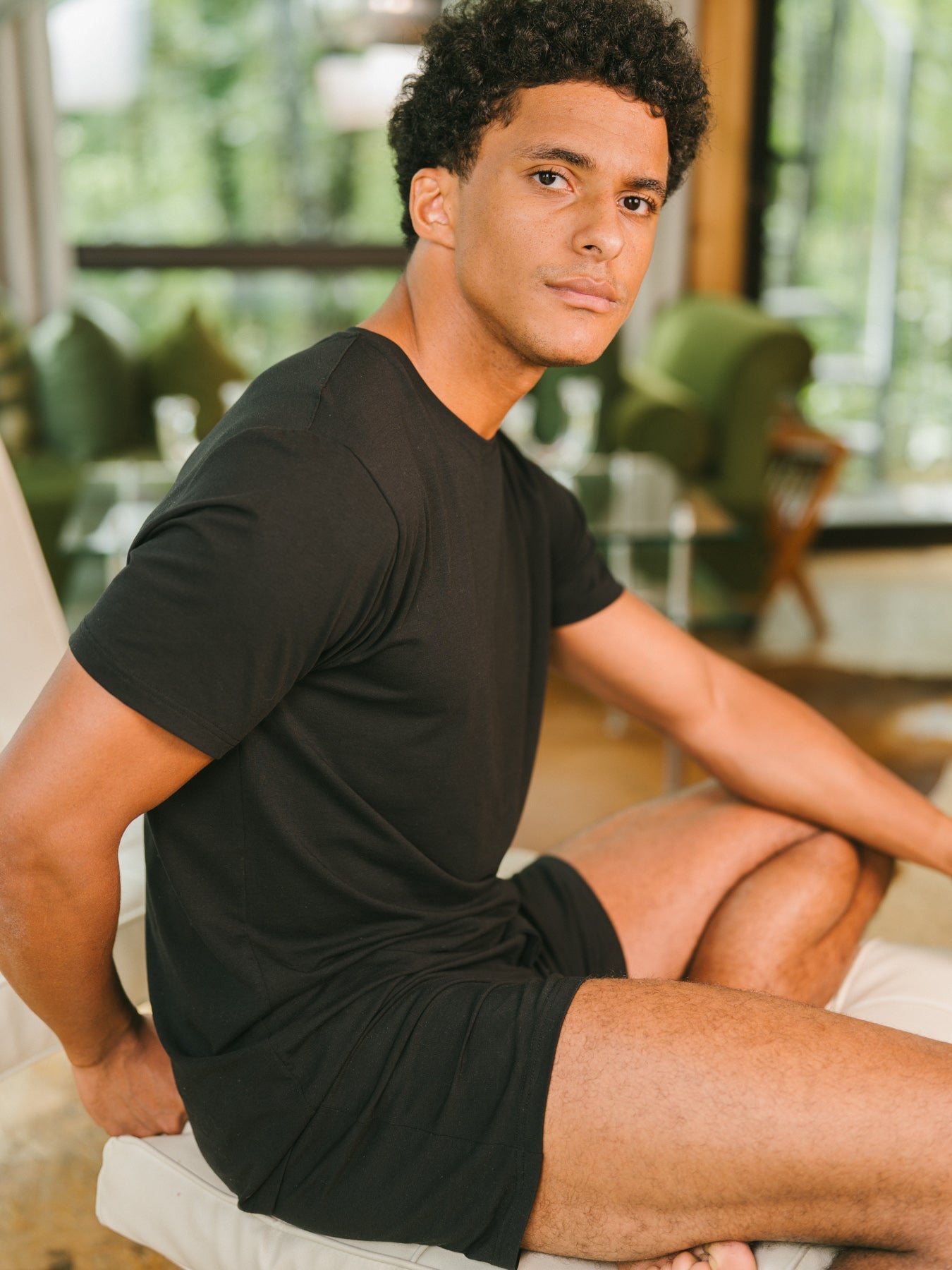 Pétrone T-shirt manches courtes coton pima micromodal noir homme#couleur_noir