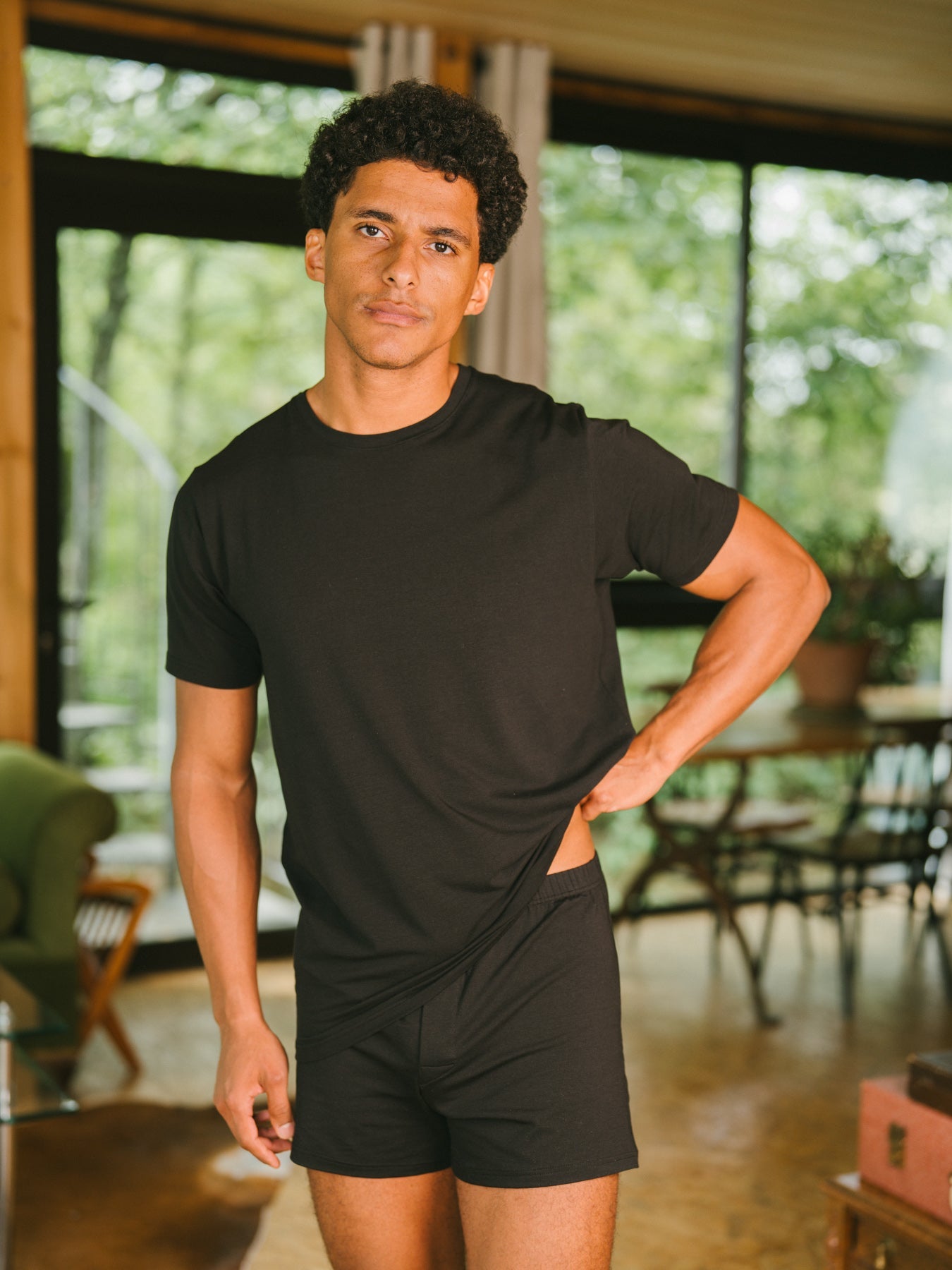 Pétrone T-shirt manches courtes coton pima micromodal noir homme#couleur_noir