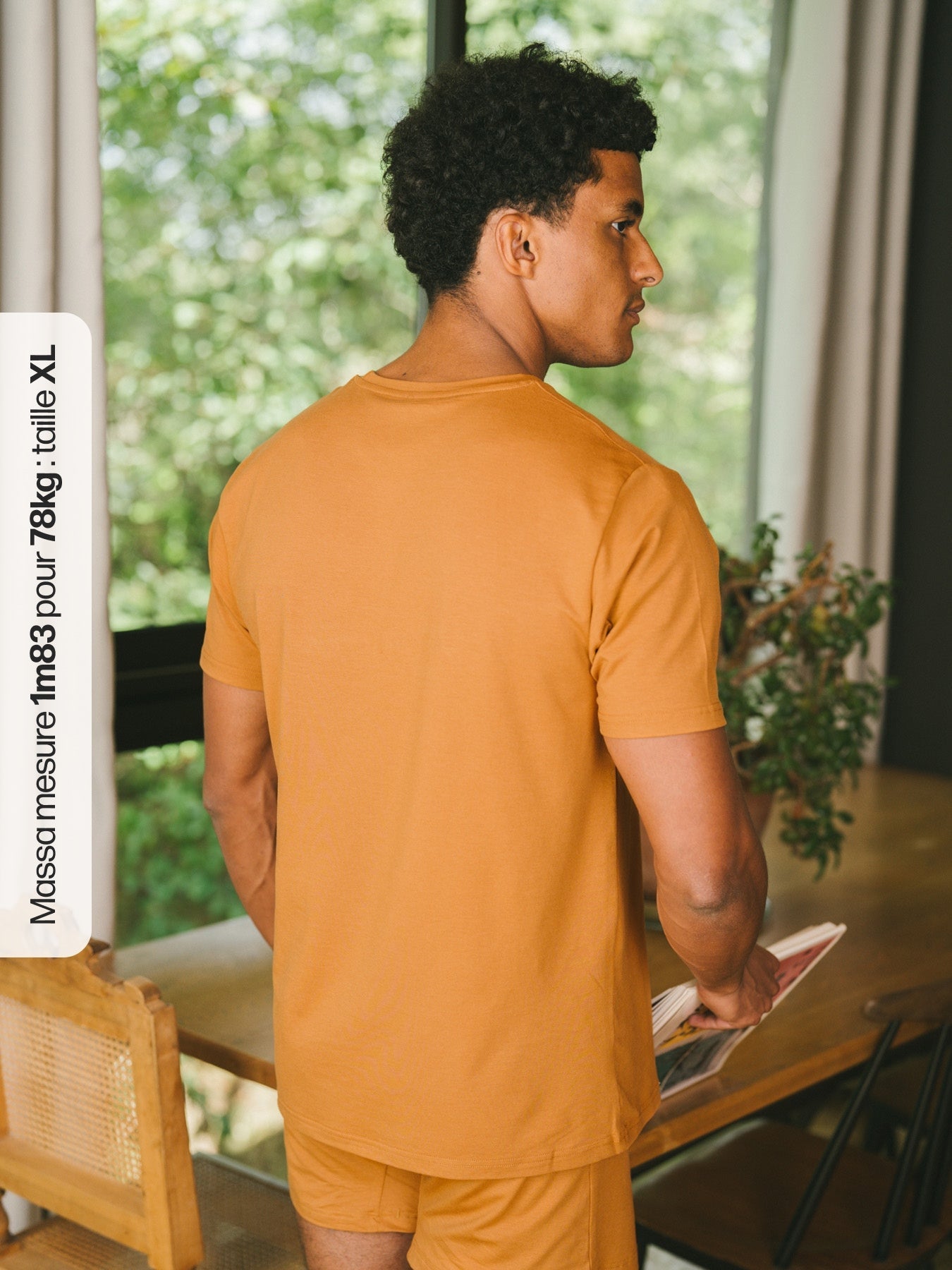 Pétrone T-shirt manches courtes coton pima micromodal ocre homme#couleur_ocre