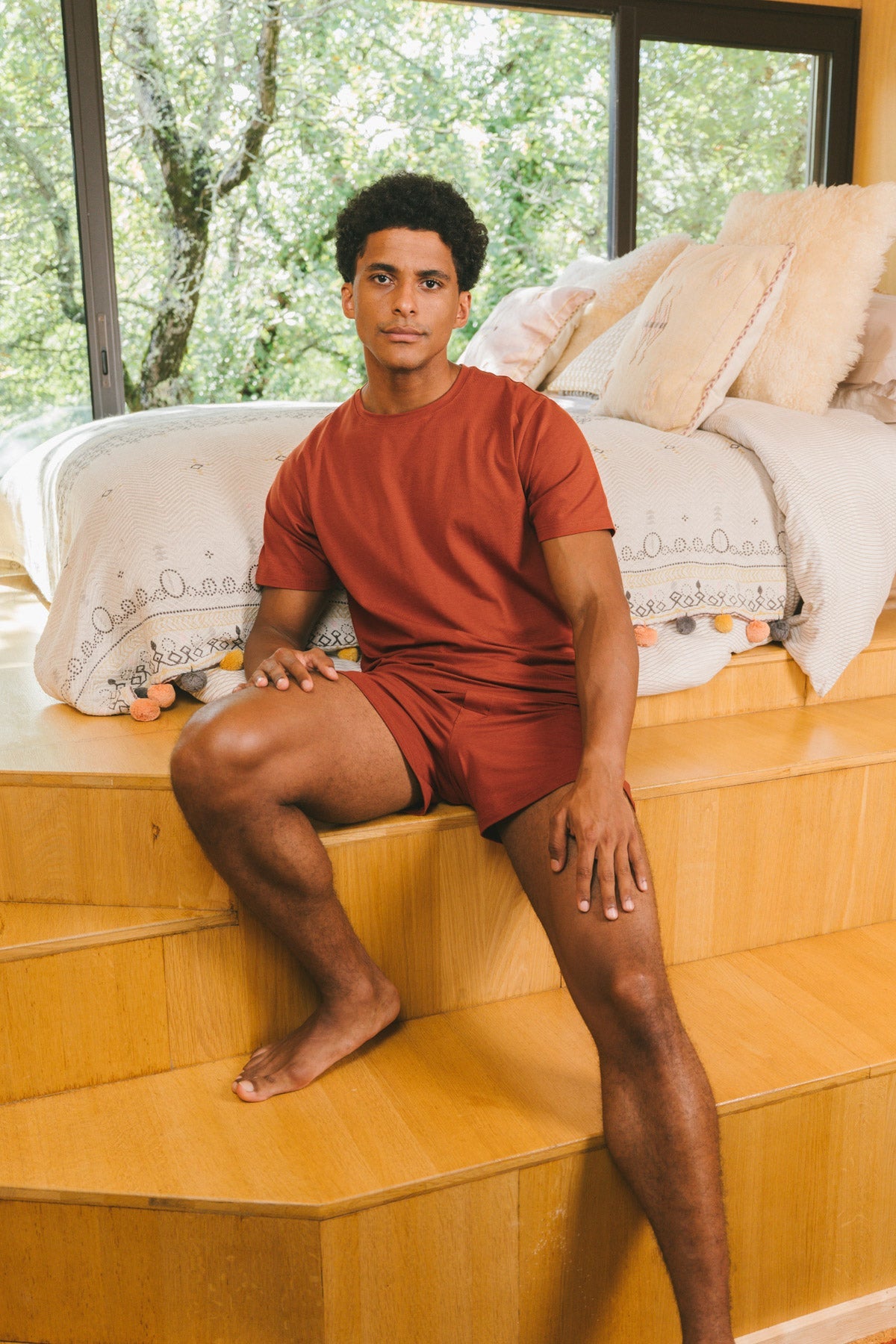 Pétrone T-shirt manches courtes coton pima micromodal rouille homme#couleur_rouille