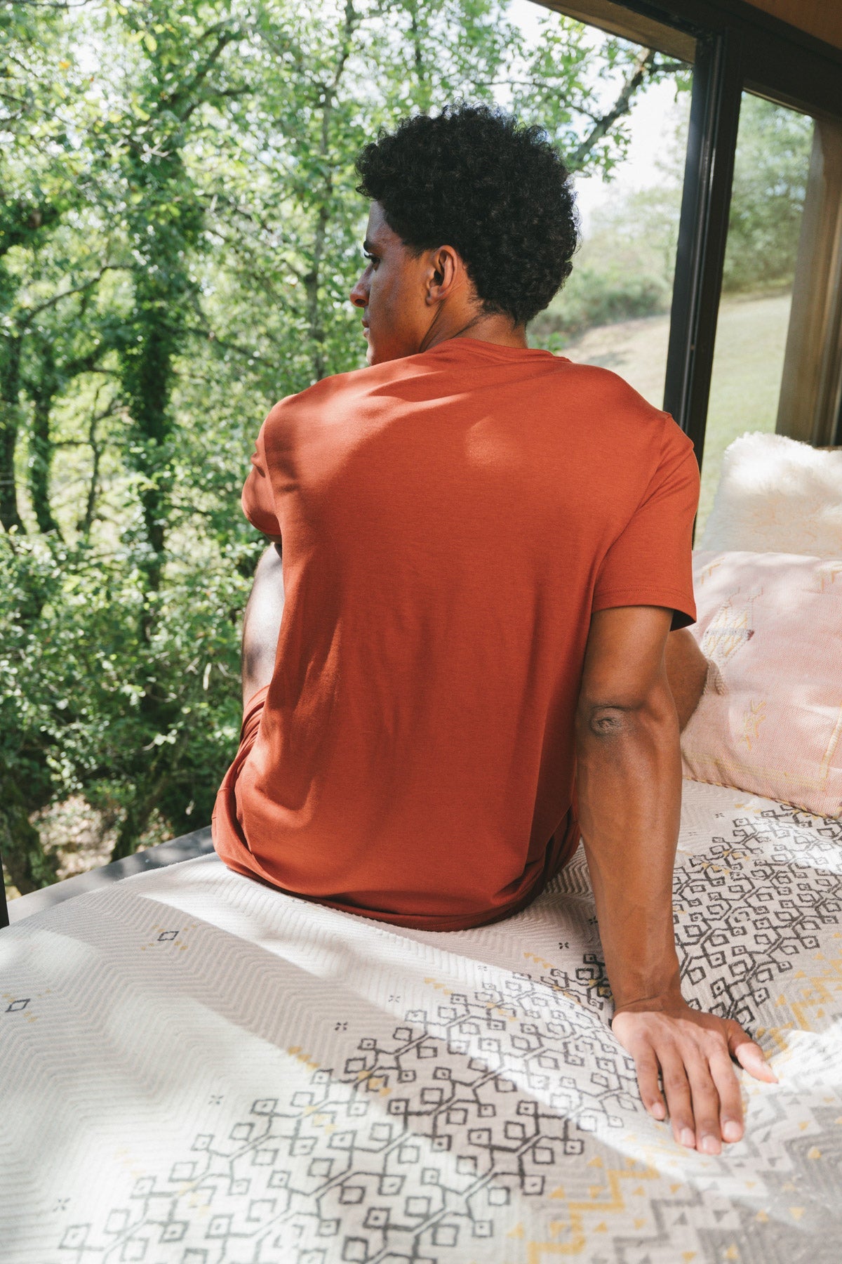 Pétrone T-shirt manches courtes coton pima micromodal rouille homme#couleur_rouille