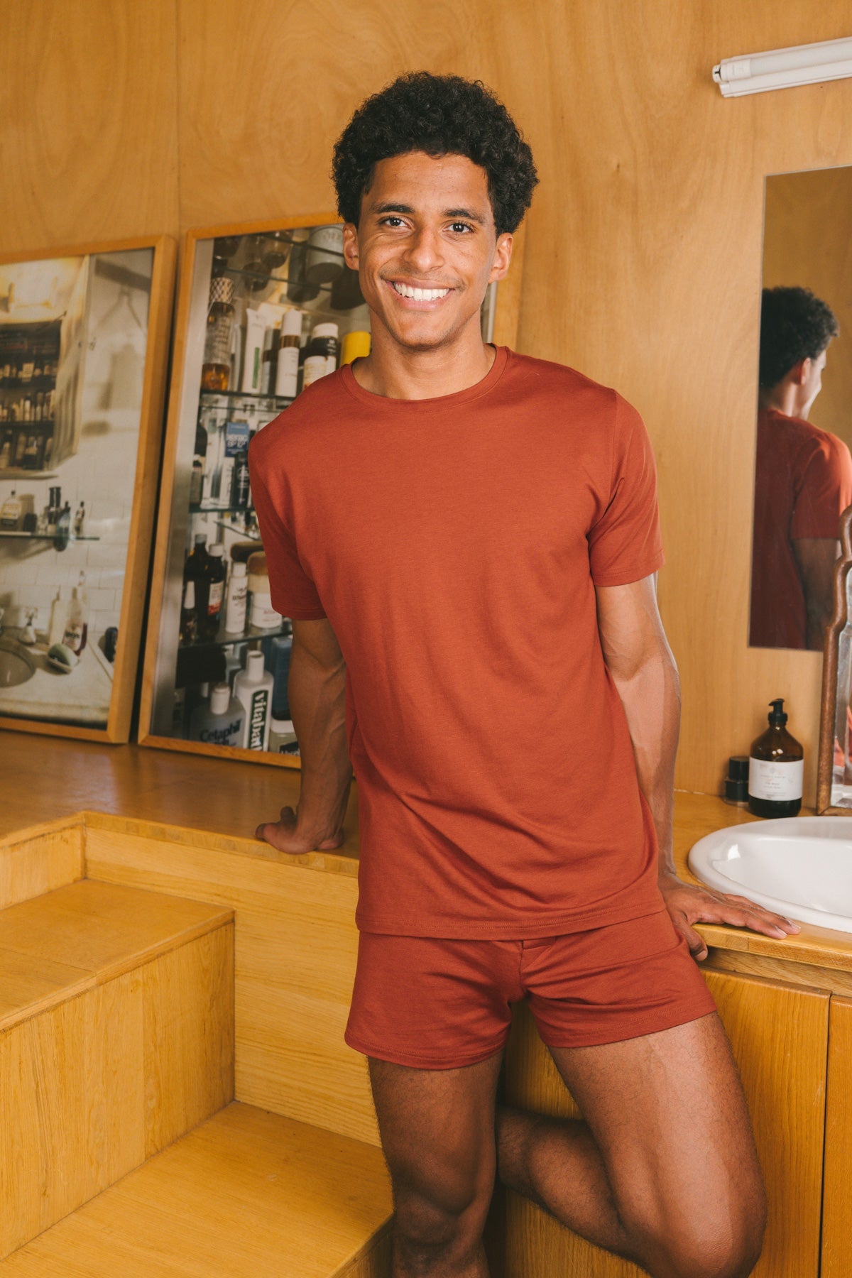 Pétrone T-shirt manches courtes coton pima micromodal rouille homme#couleur_rouille