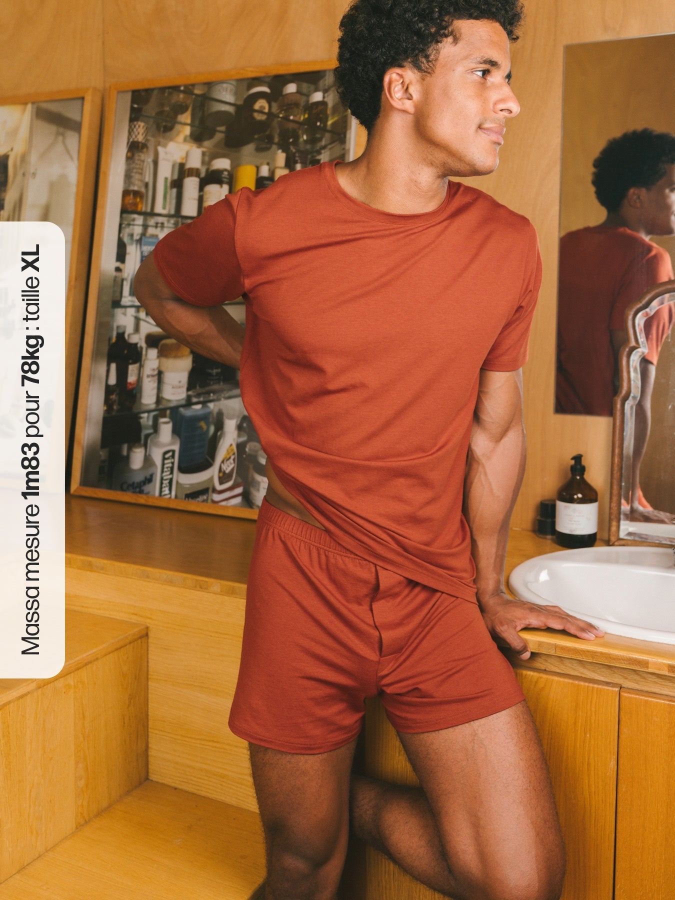 Pétrone T-shirt manches courtes coton pima micromodal rouille homme#couleur_rouille