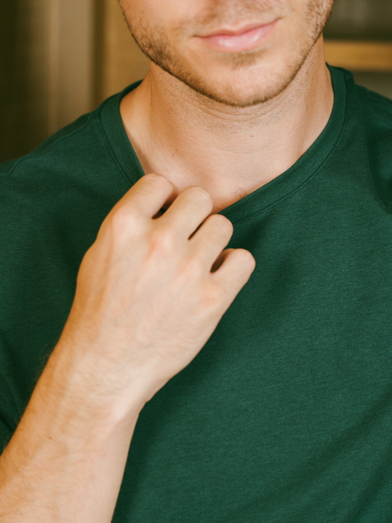 Pétrone Tshirt coton tencel lyocell vert bouteille homme#couleur_vert-bouteille