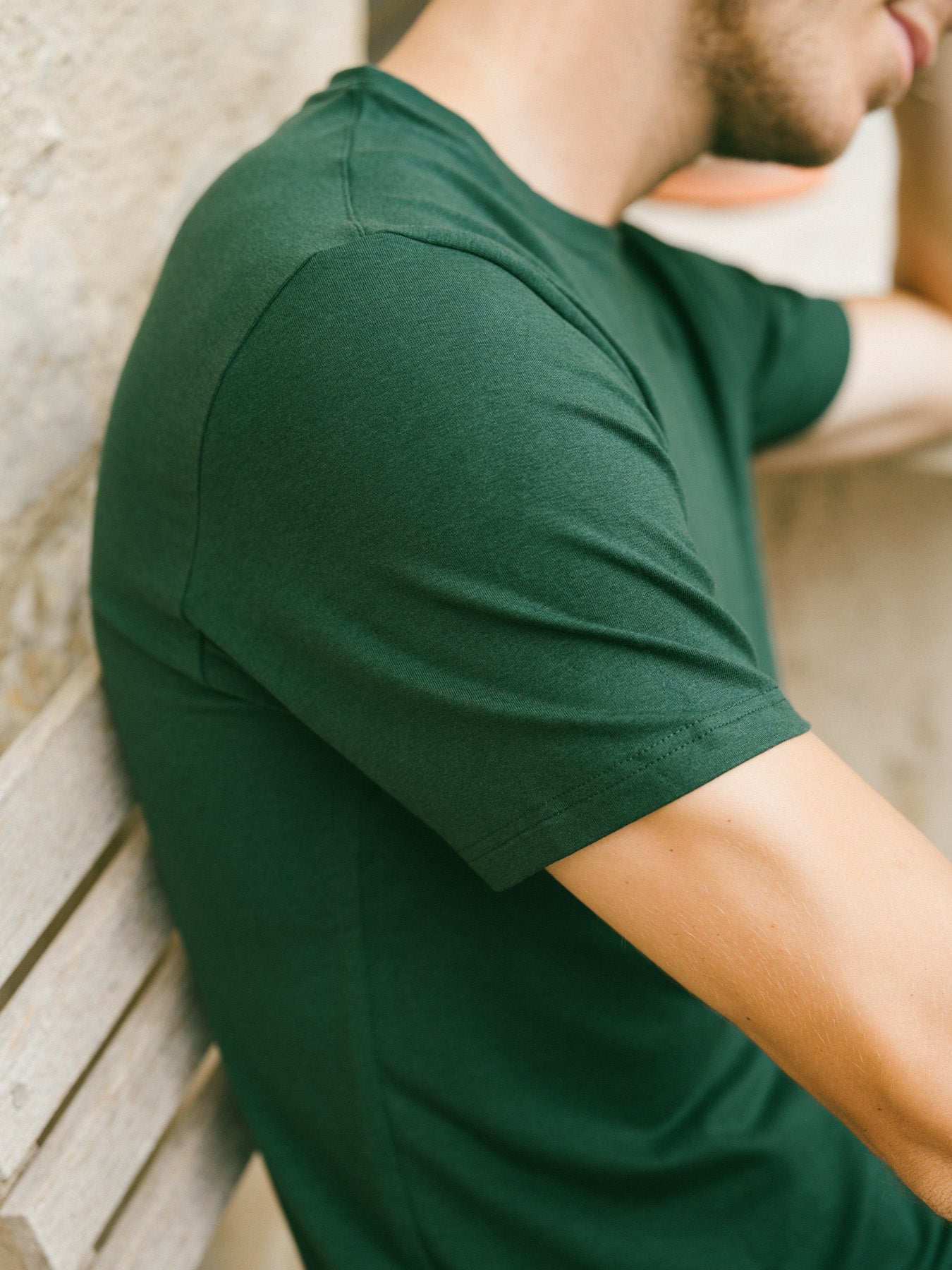 Pétrone Tshirt coton tencel lyocell vert bouteille homme#couleur_vert-bouteille