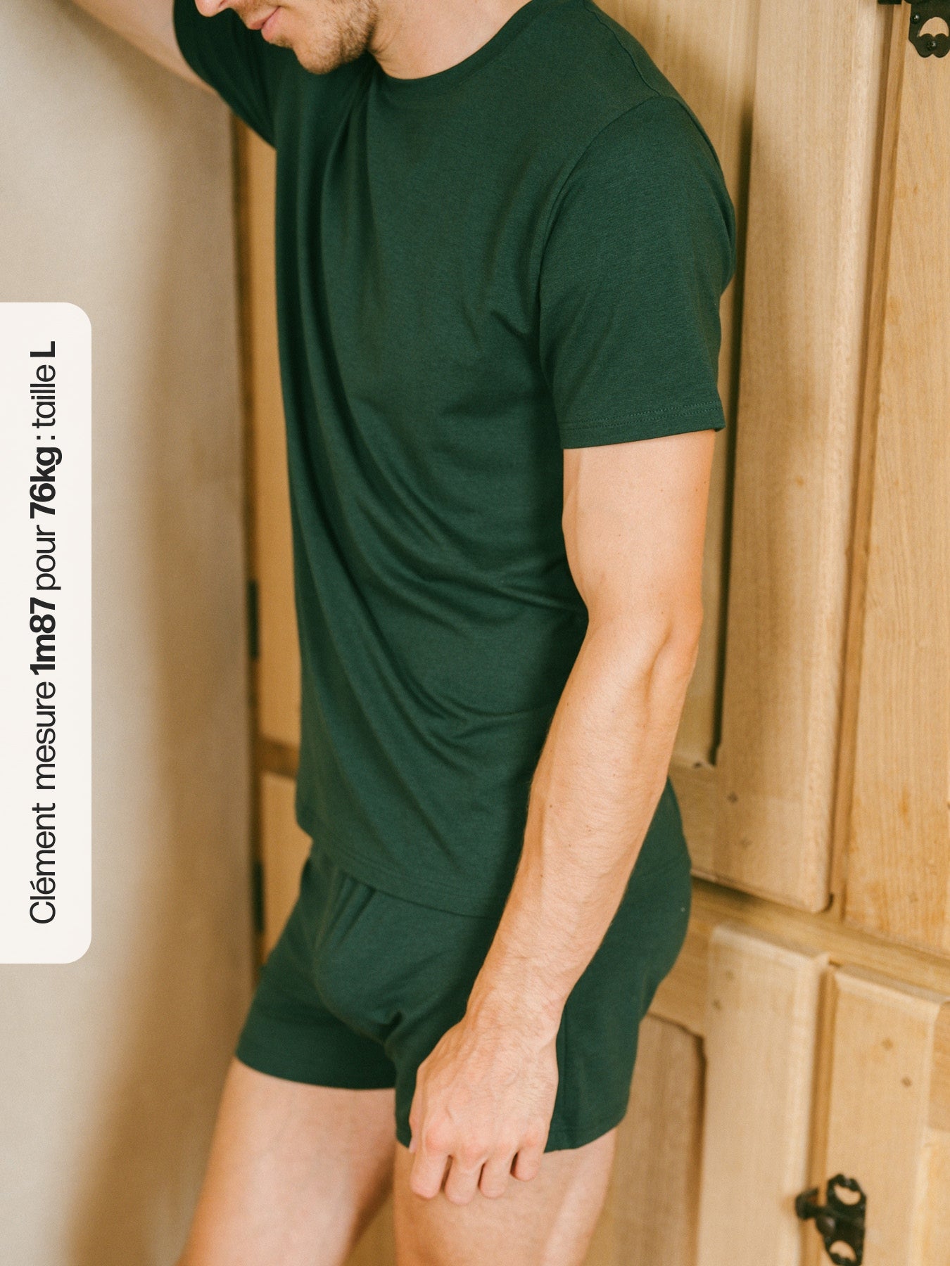 Pétrone Tshirt coton tencel lyocell vert bouteille homme#couleur_vert-bouteille