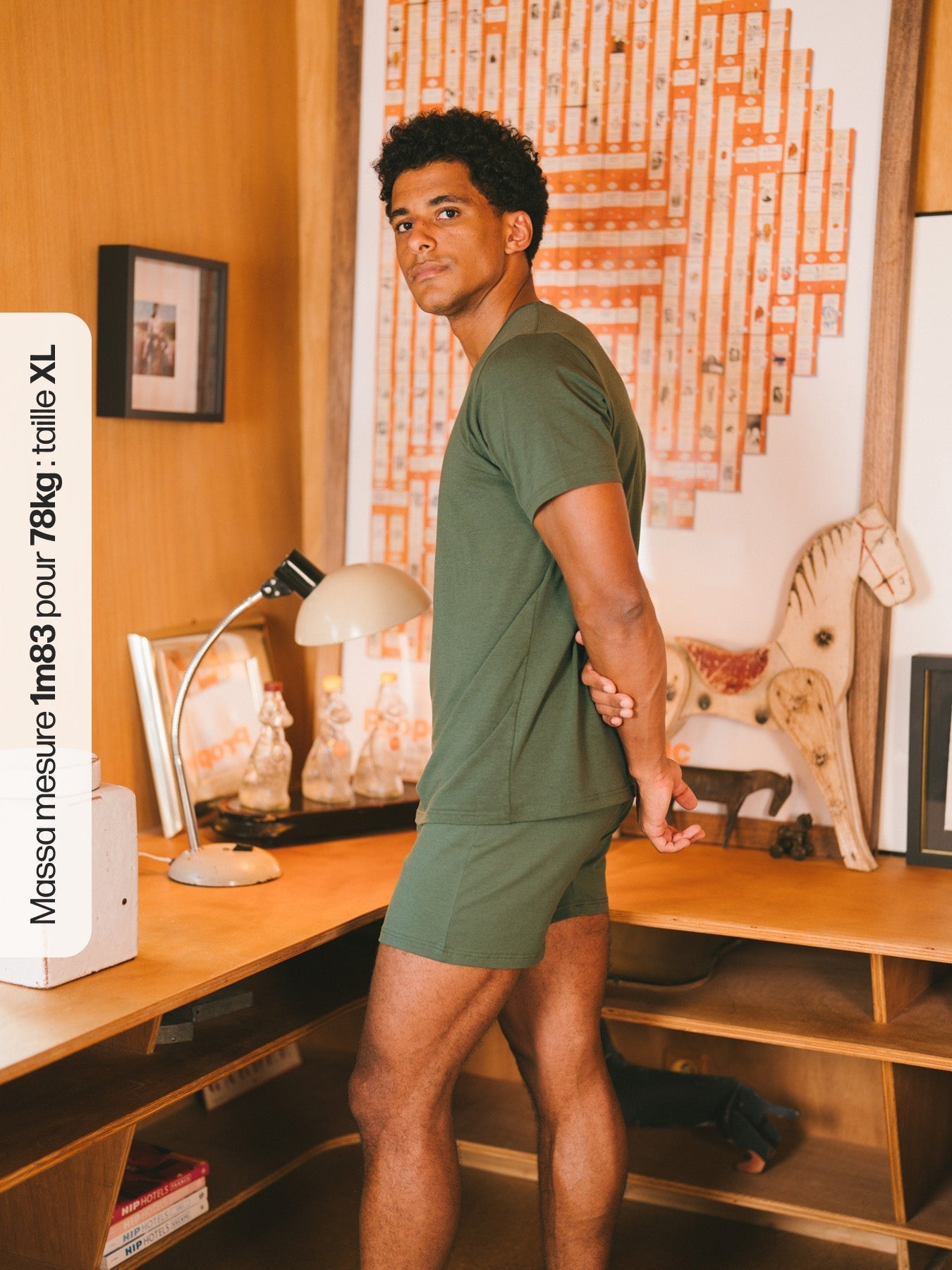 Pétrone T-shirt manches courtes coton pima micromodal vert kaki homme#couleur_vert-kaki