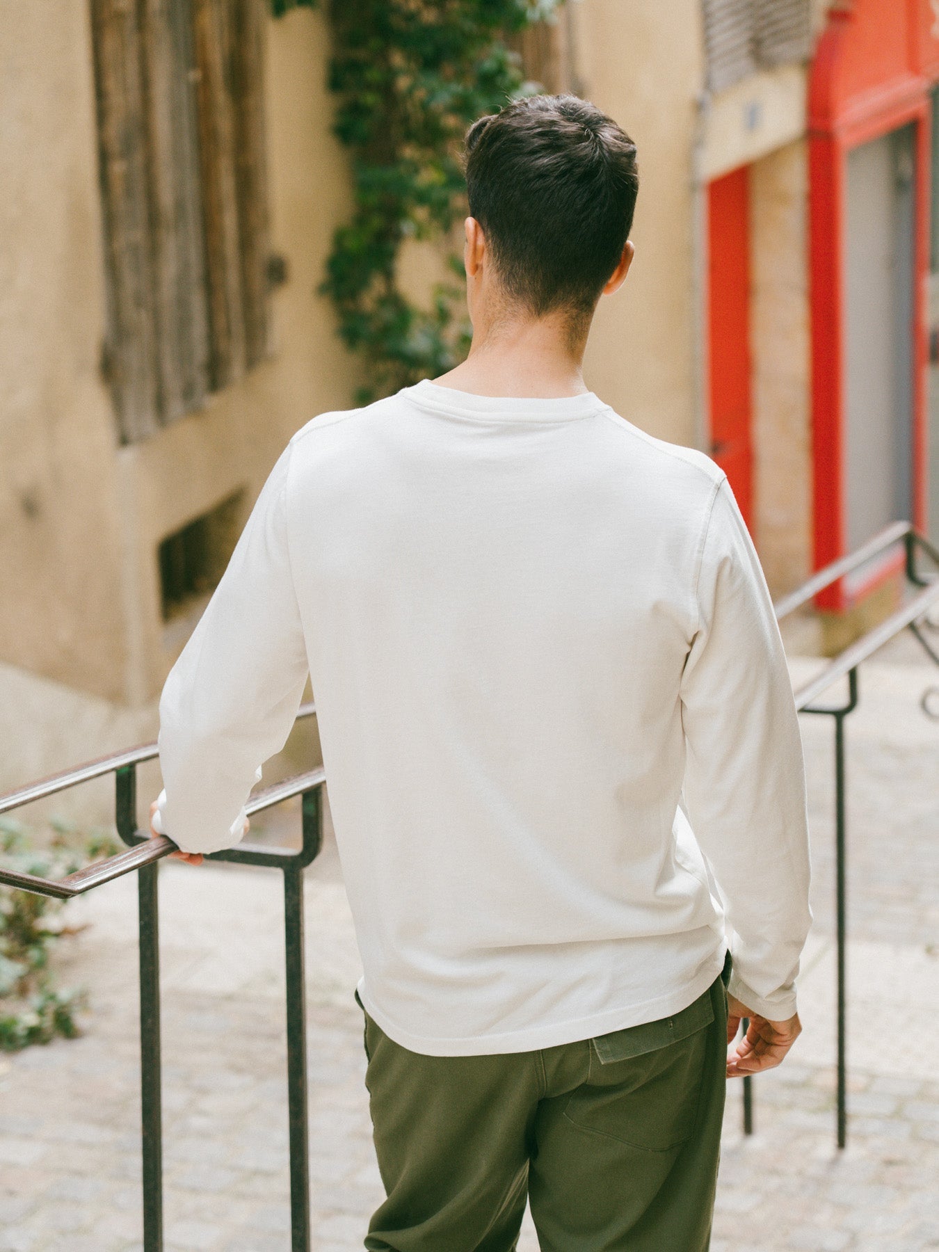 Pétrone T-shirt manches courtes coton bio tencel blanc crème homme#couleur_blanc-crème