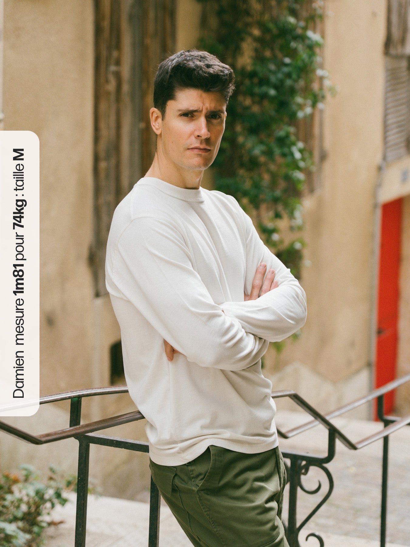 Pétrone T-shirt manches courtes coton bio tencel blanc crème homme#couleur_blanc-crème