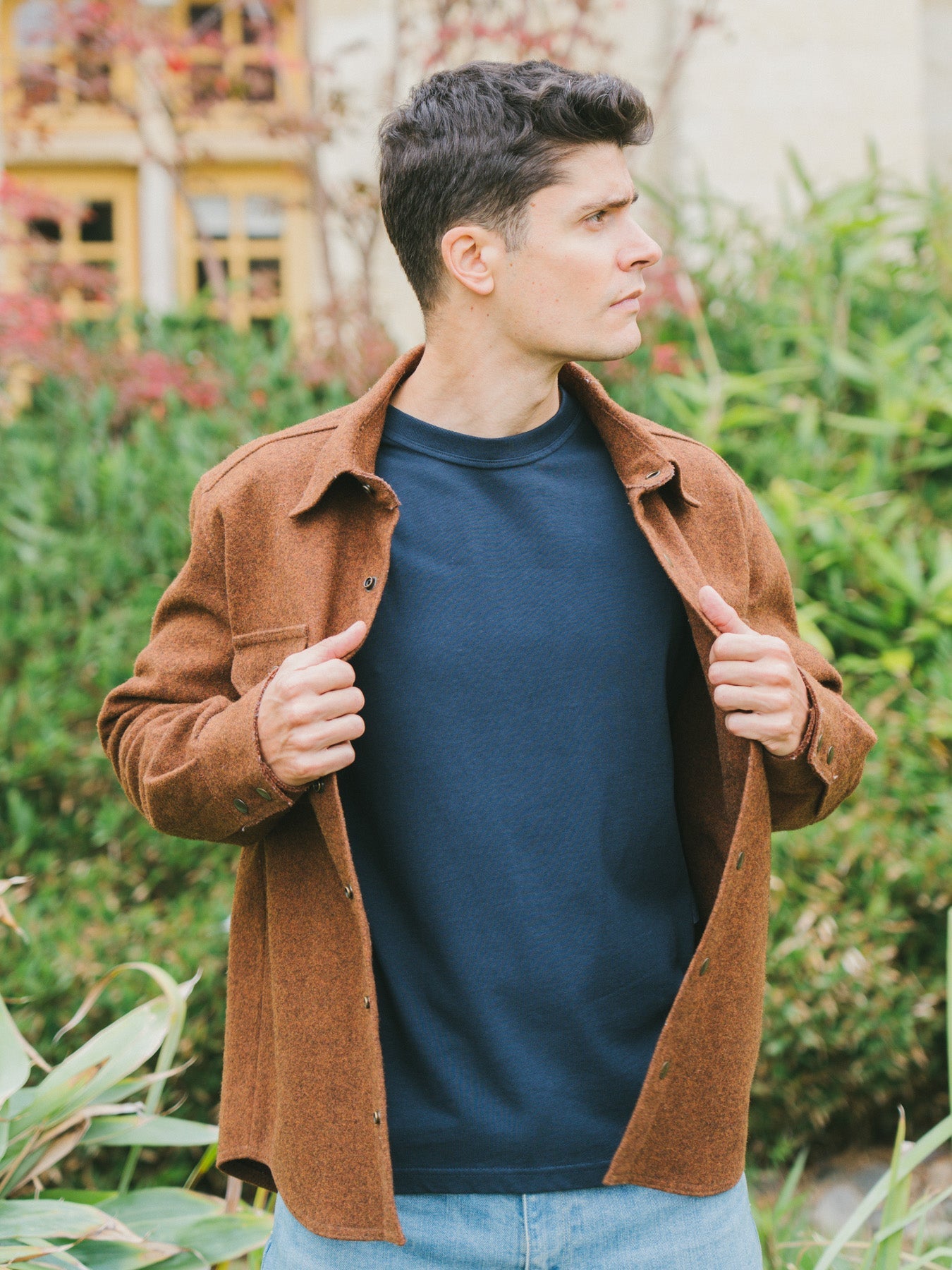 Pétrone T-shirt manches courtes coton bio tencel bleu marine homme#couleur_bleu-marine