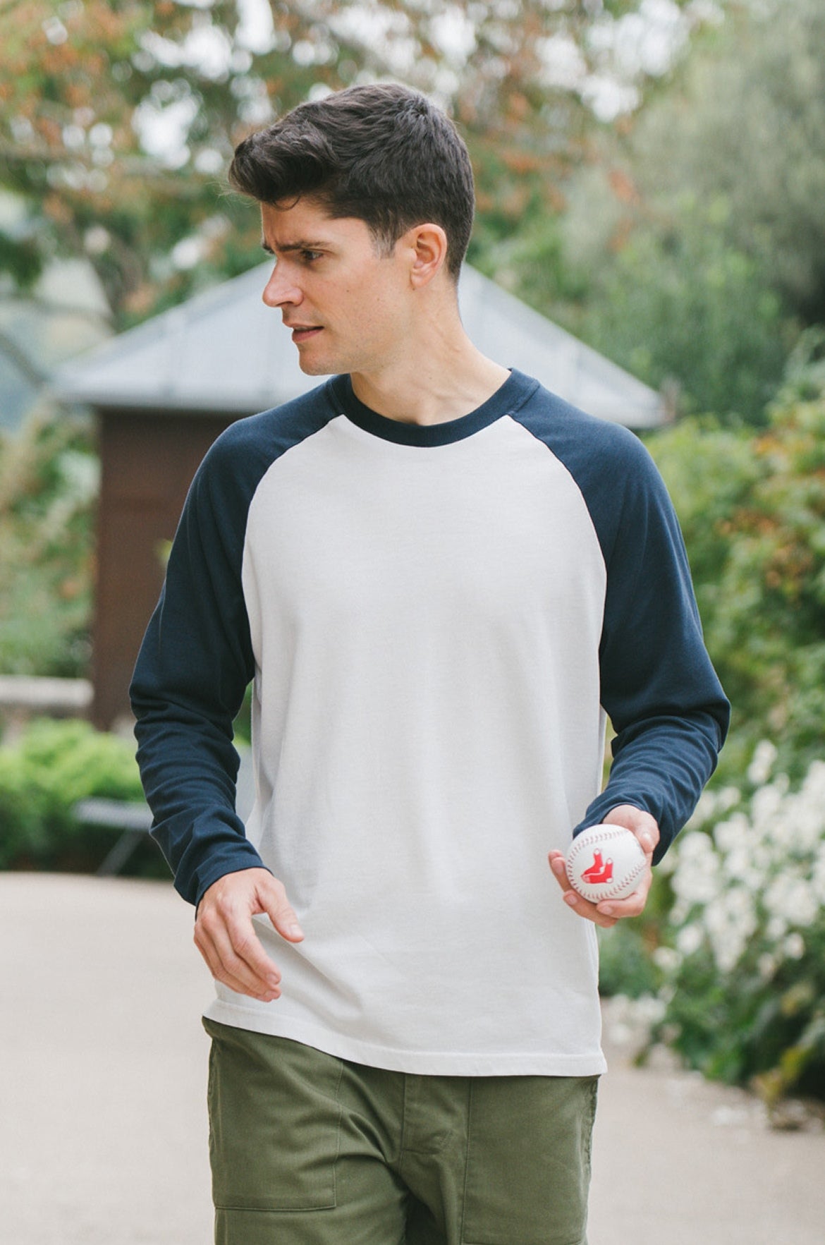 Pétrone T-shirt manches courtes coton bio tencel  bicolore blanc crème bleu marine homme