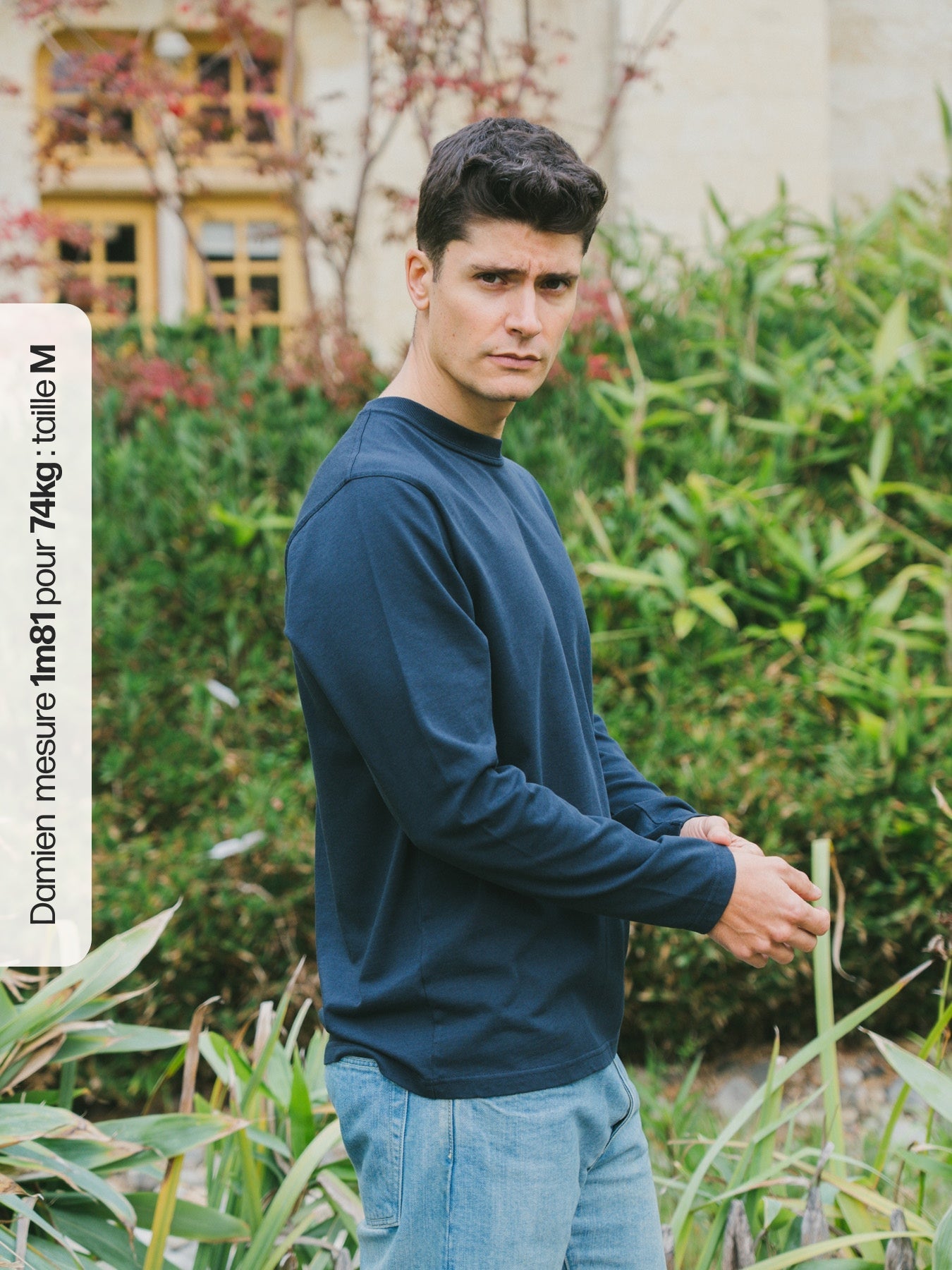 Pétrone T-shirt manches courtes coton bio tencel bleu marine homme#couleur_bleu-marine