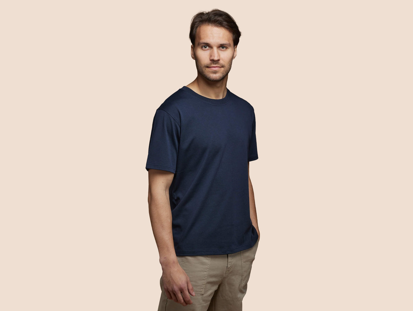 Pétrone T-shirt manches courtes coton pima micromodal bleu marine homme#couleur_bleu-marine