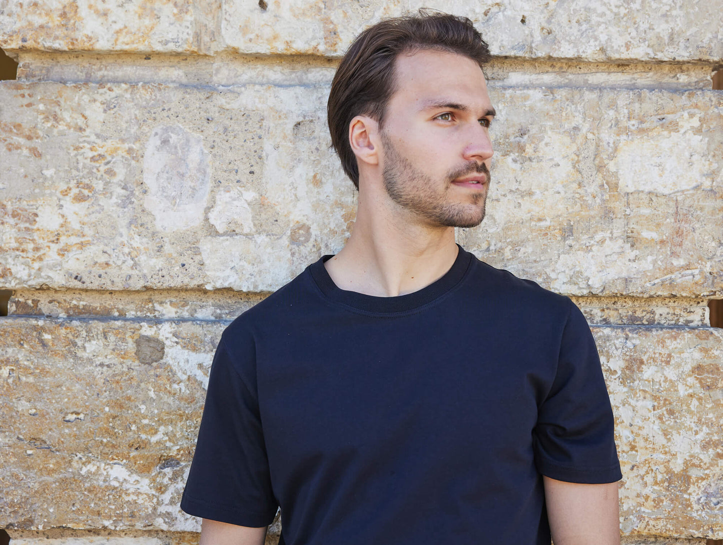 Pétrone T-shirt manches courtes coton pima micromodal bleu marine homme#couleur_bleu-marine