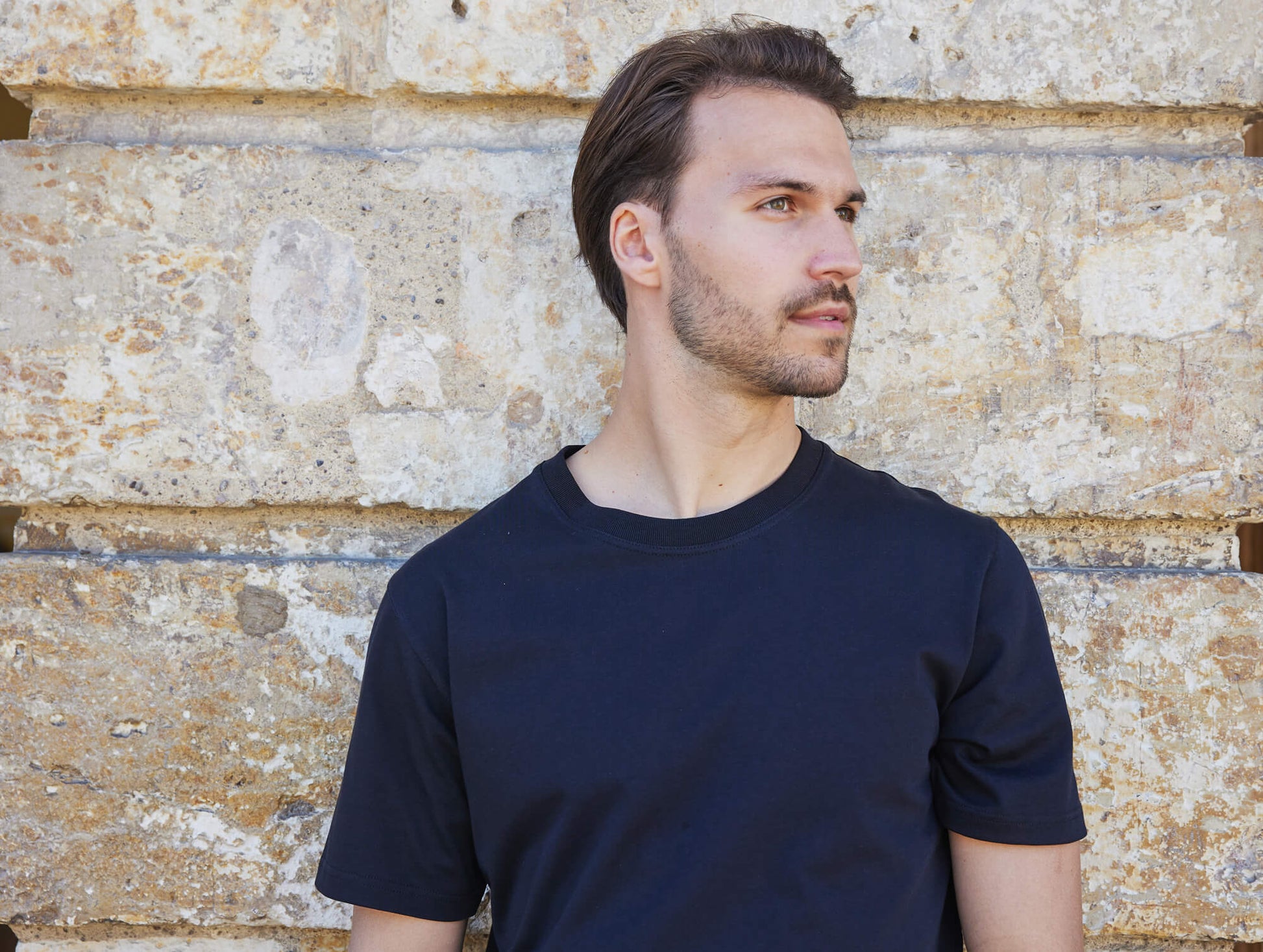 Pétrone T-shirt manches courtes coton pima micromodal bleu marine homme#couleur_bleu-marine