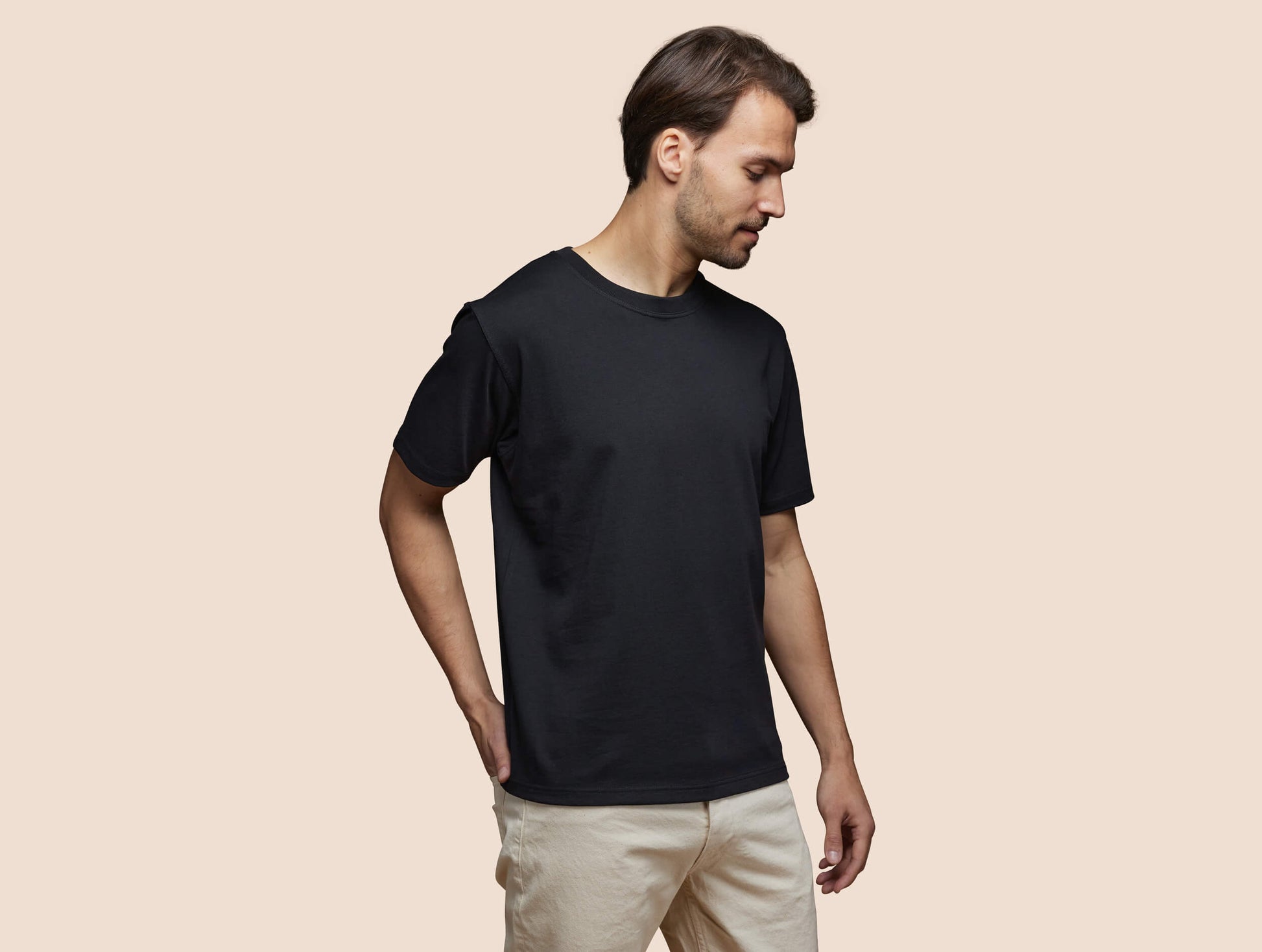 Pétrone T-shirt manches courtes coton pima micromodal noir homme#couleur_noir