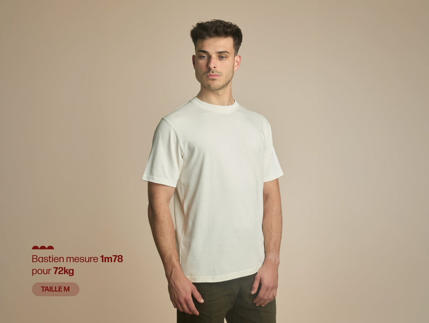Pétrone T-shirt manches courtes coton bio tencel blanc crème homme#couleur_blanc-crème