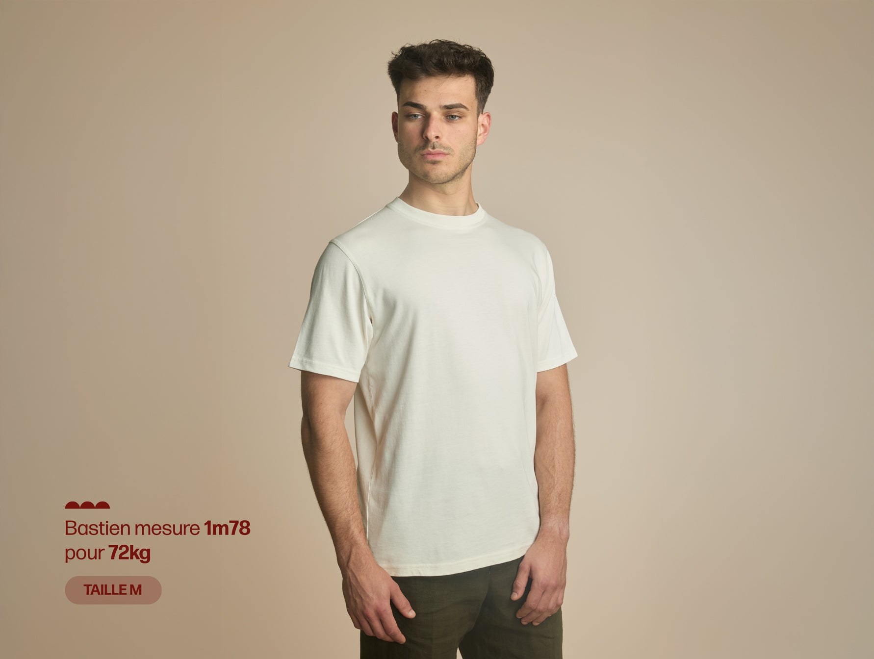 Pétrone T-shirt manches courtes coton bio tencel blanc crème homme#couleur_blanc-crème