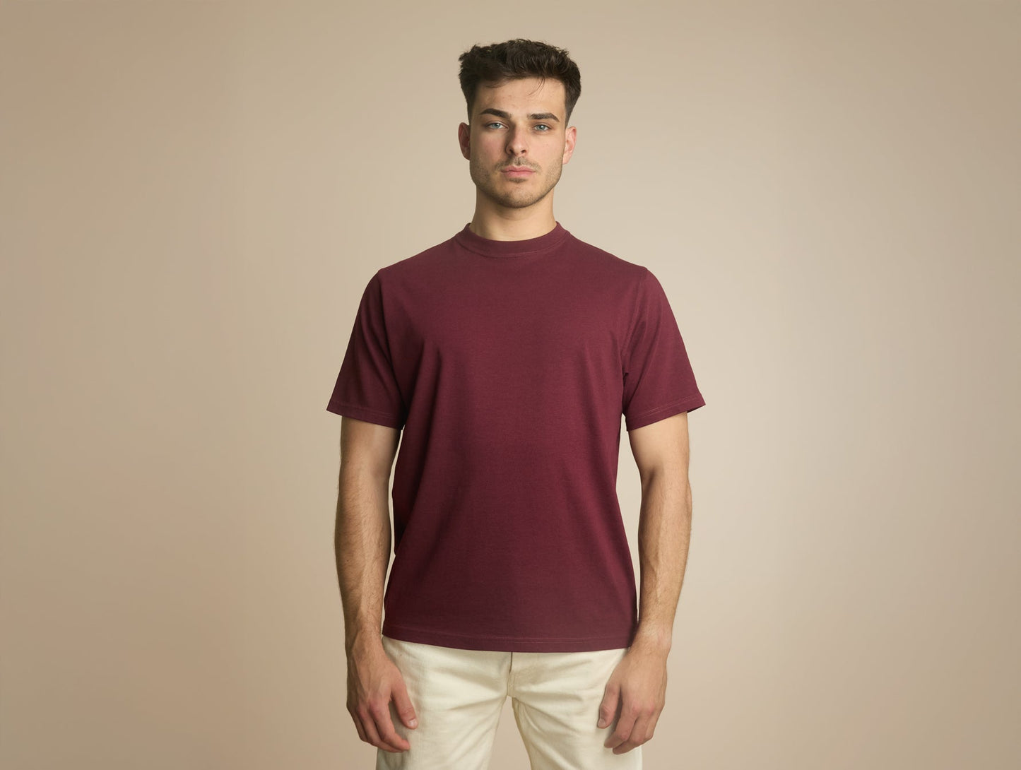Pétrone T-shirt manches courtes coton bio tencel bordeaux homme#couleur_bordeaux