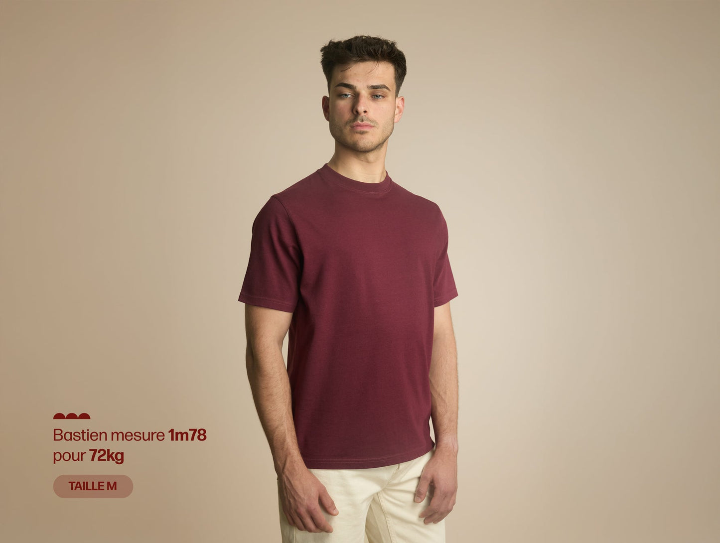 Pétrone T-shirt manches courtes coton bio tencel bordeaux homme#couleur_bordeaux