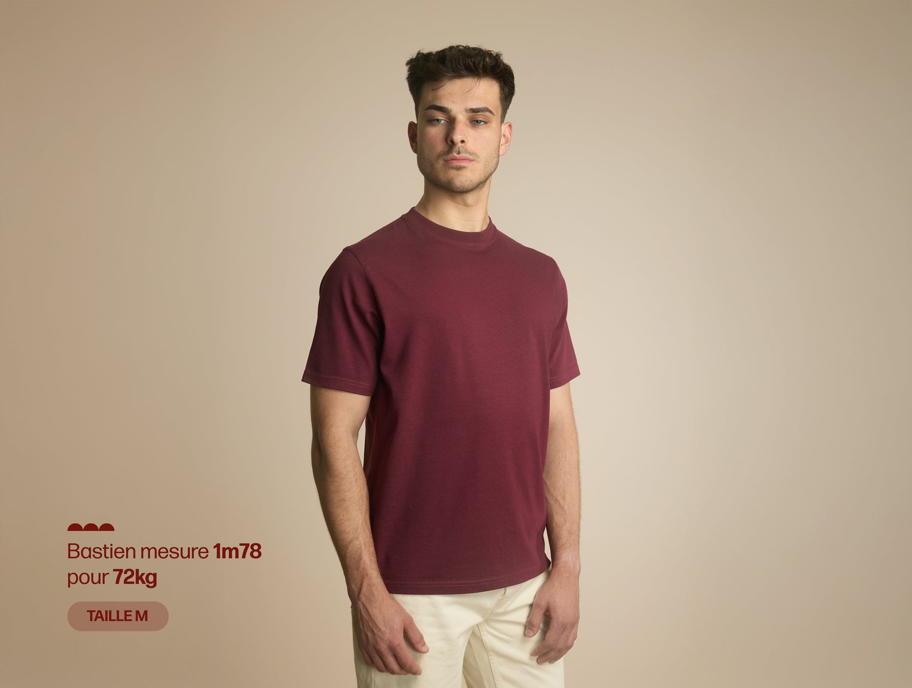Pétrone T-shirt manches courtes coton bio tencel bordeaux homme#couleur_bordeaux