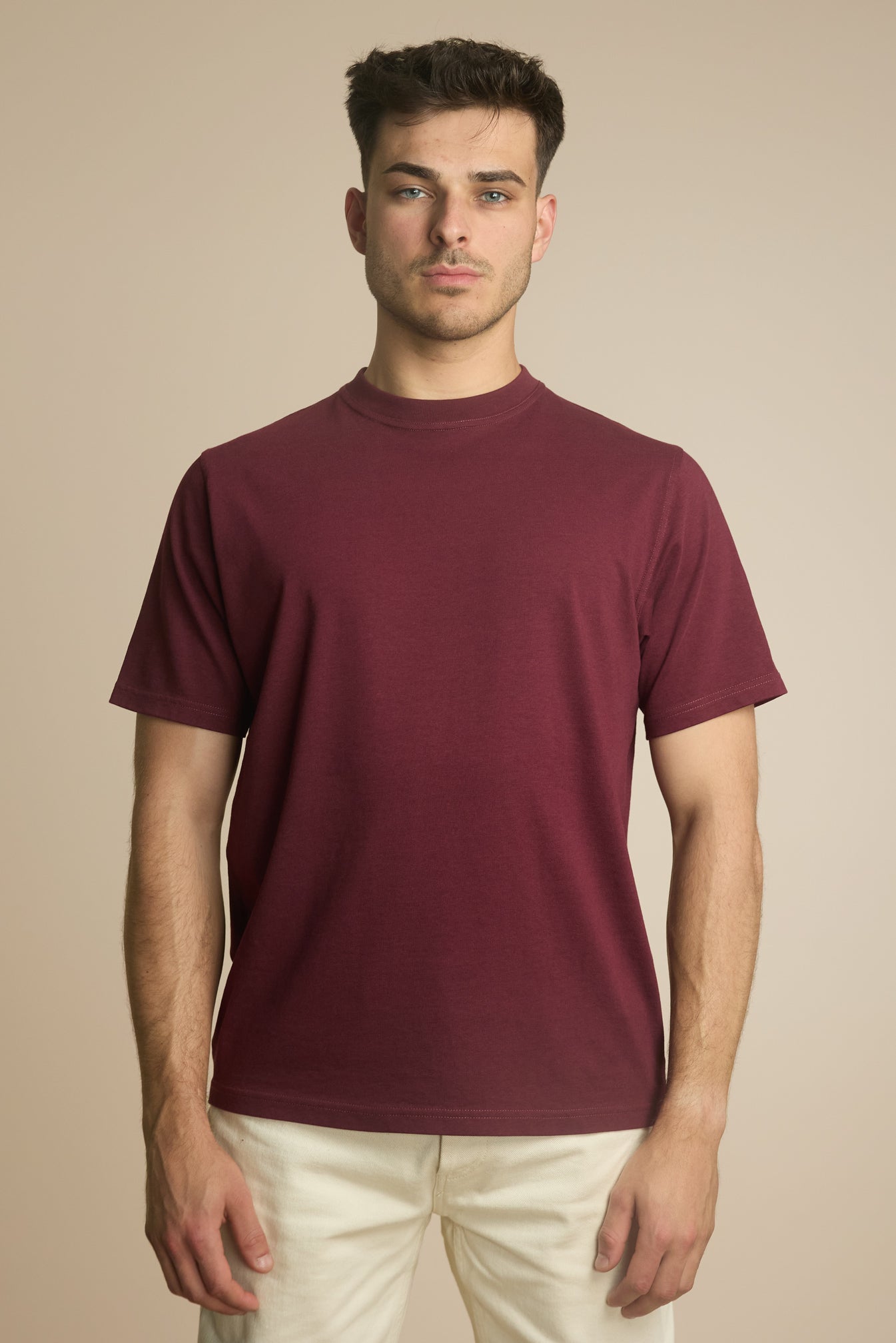 Pétrone T-shirt manches courtes coton bio tencel bordeaux homme