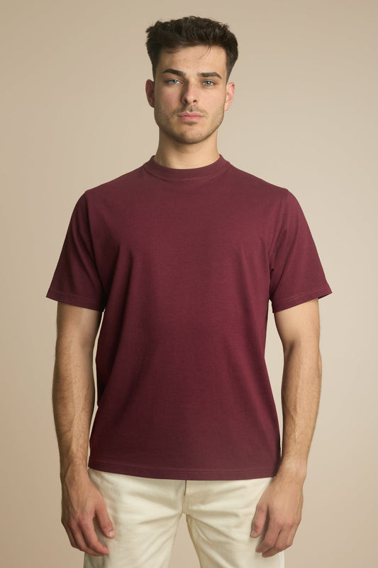 Pétrone T-shirt manches courtes coton bio tencel bordeaux homme
