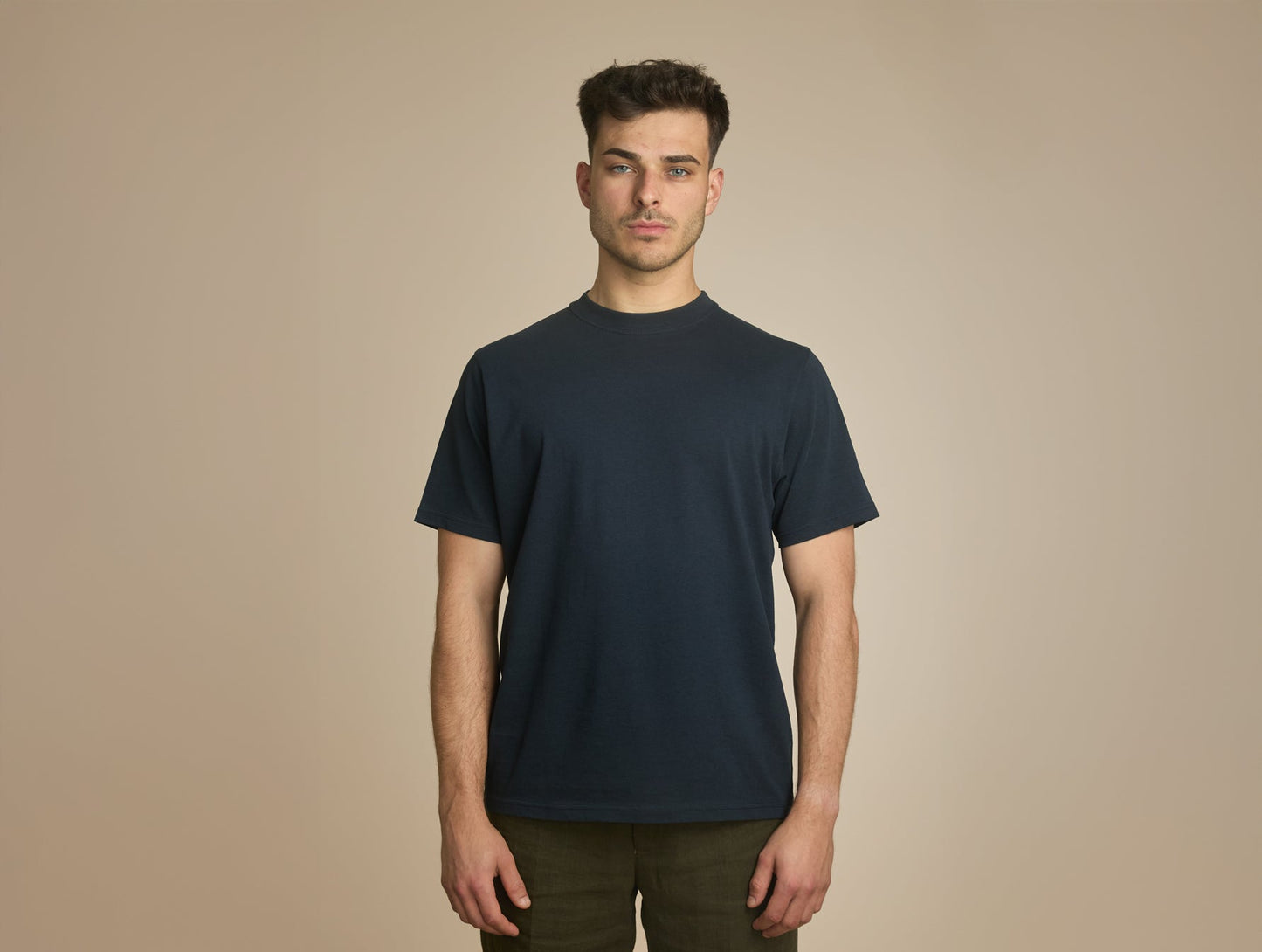 Pétrone T-shirt manches courtes coton bio tencel bleu marine homme#couleur_bleu-marine