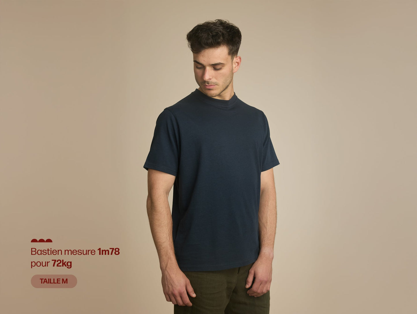 Pétrone T-shirt manches courtes coton bio tencel bleu marine homme#couleur_bleu-marine