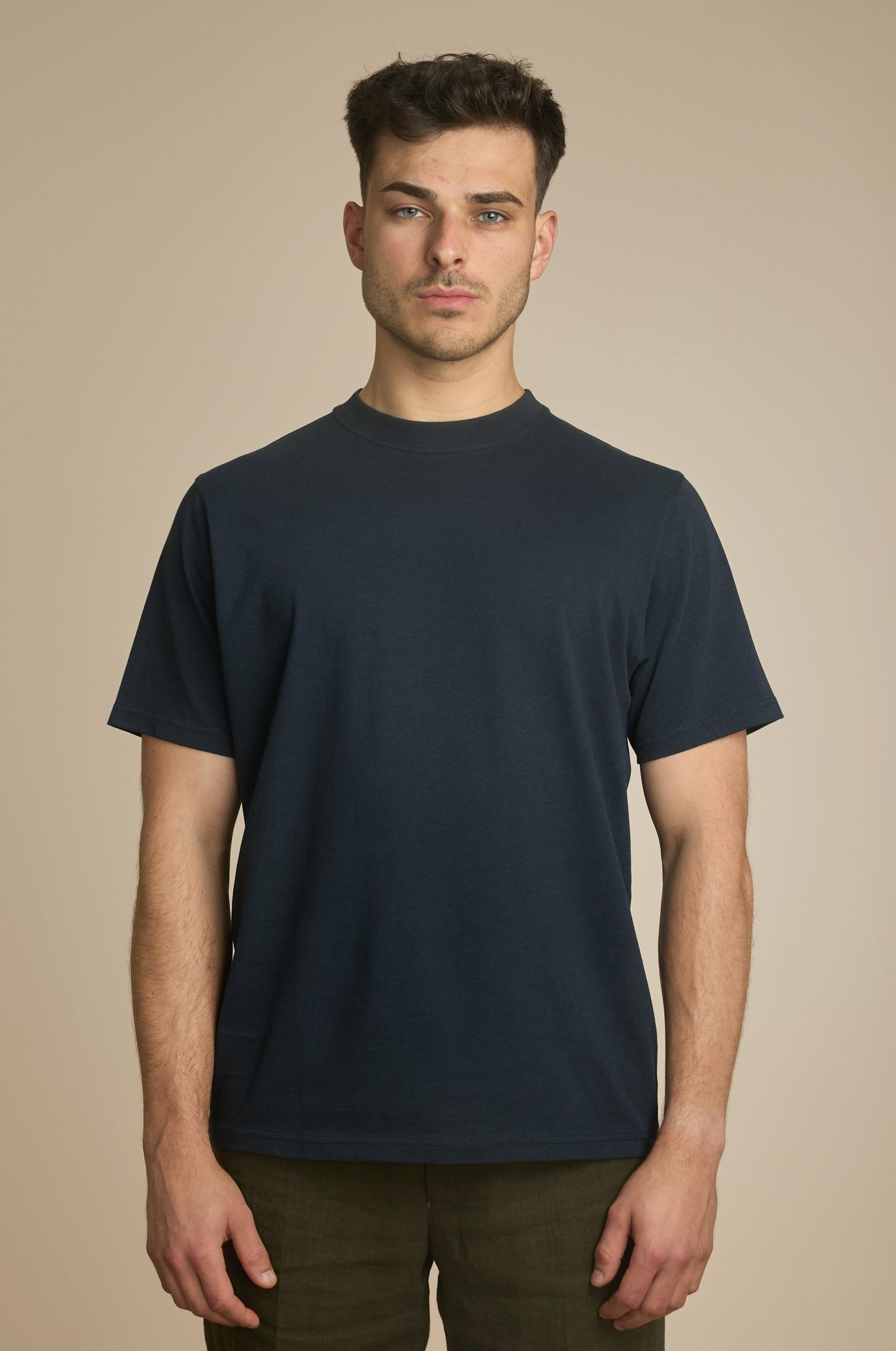 Pétrone T-shirt manches courtes coton bio tencel bleu marine homme