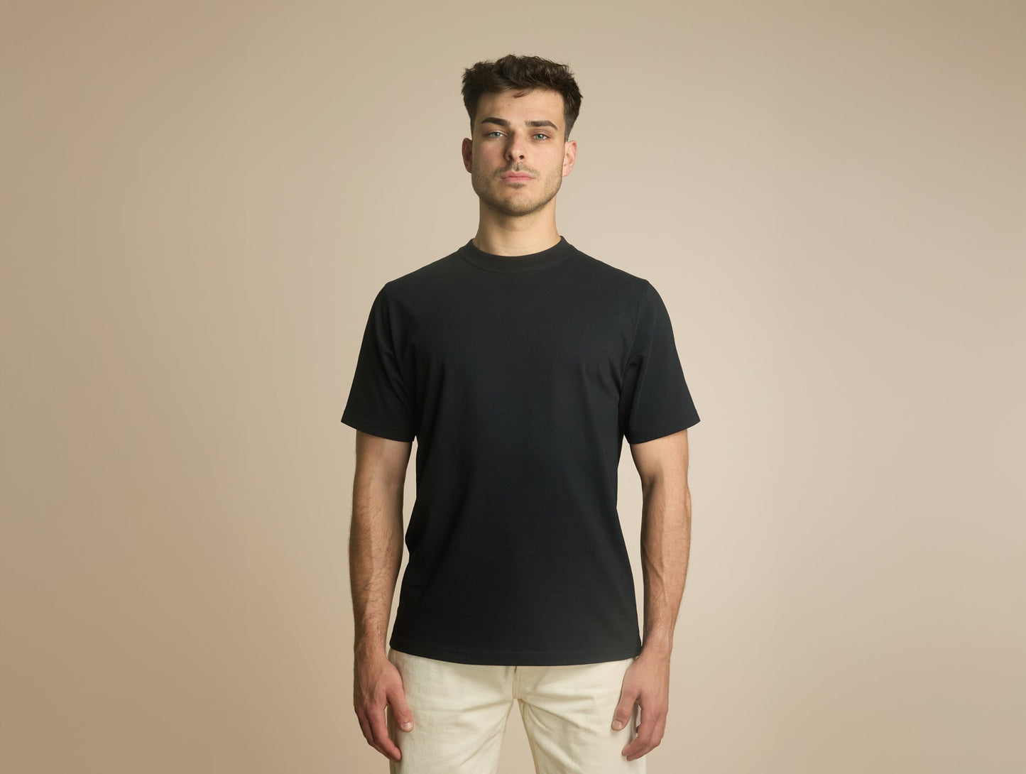 Pétrone T-shirt manches courtes coton bio tencel noir homme#couleur_noir