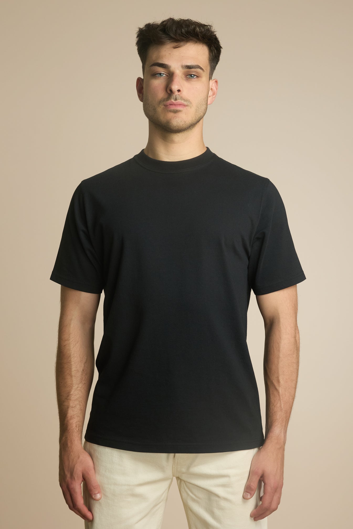 Pétrone T-shirt manches courtes coton bio tencel noir homme