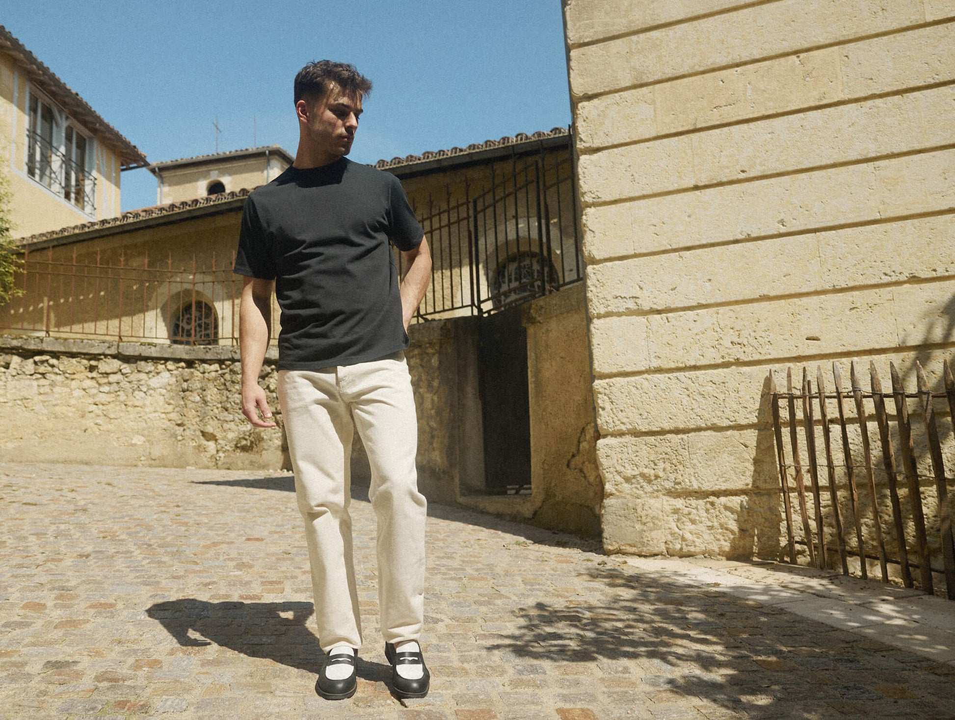 Pétrone T-shirt manches courtes coton bio tencel noir homme#couleur_noir