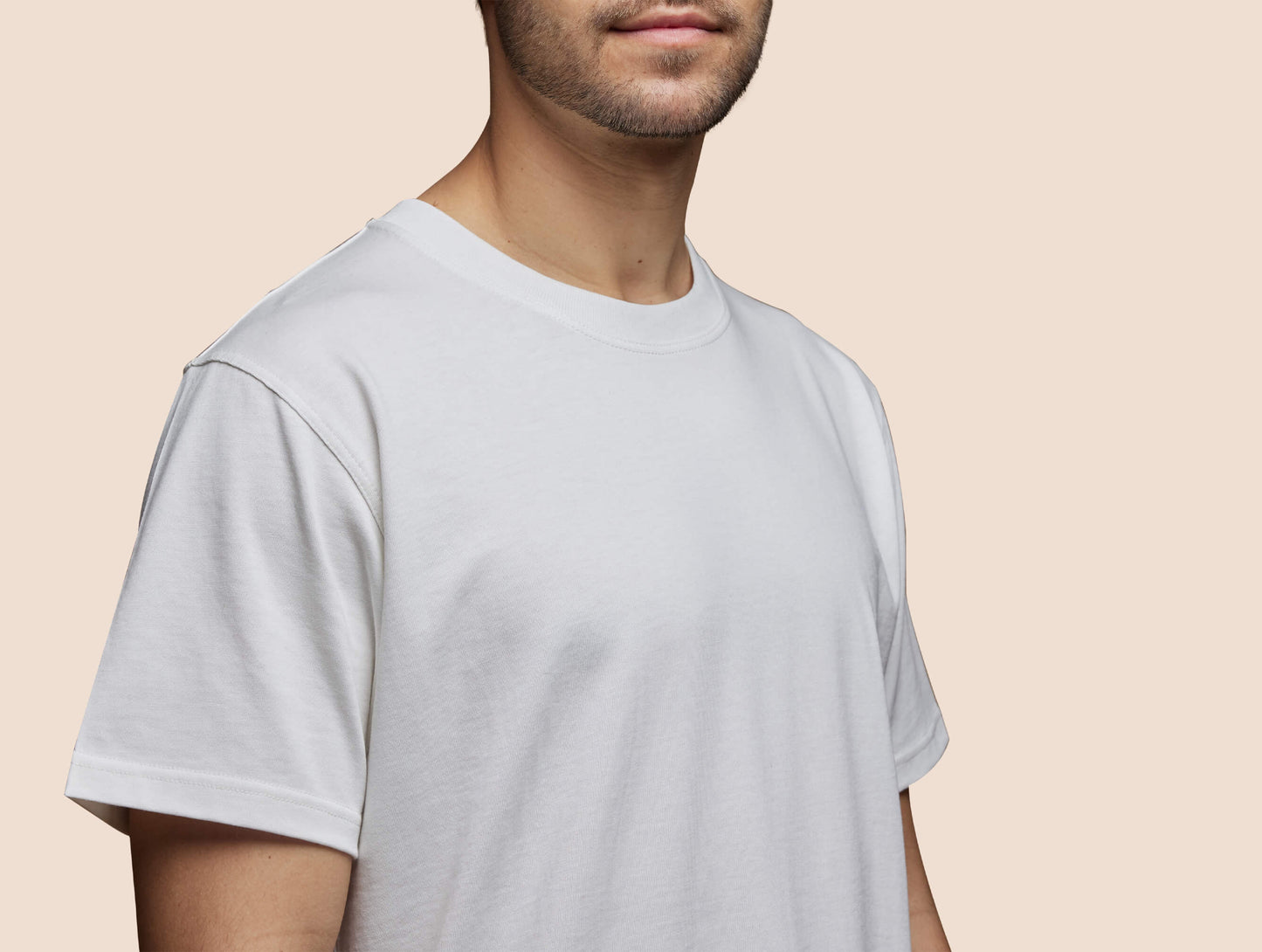Pétrone T-shirt manches courtes coton pima micromodal blanc crème homme#couleur_blanc-crème