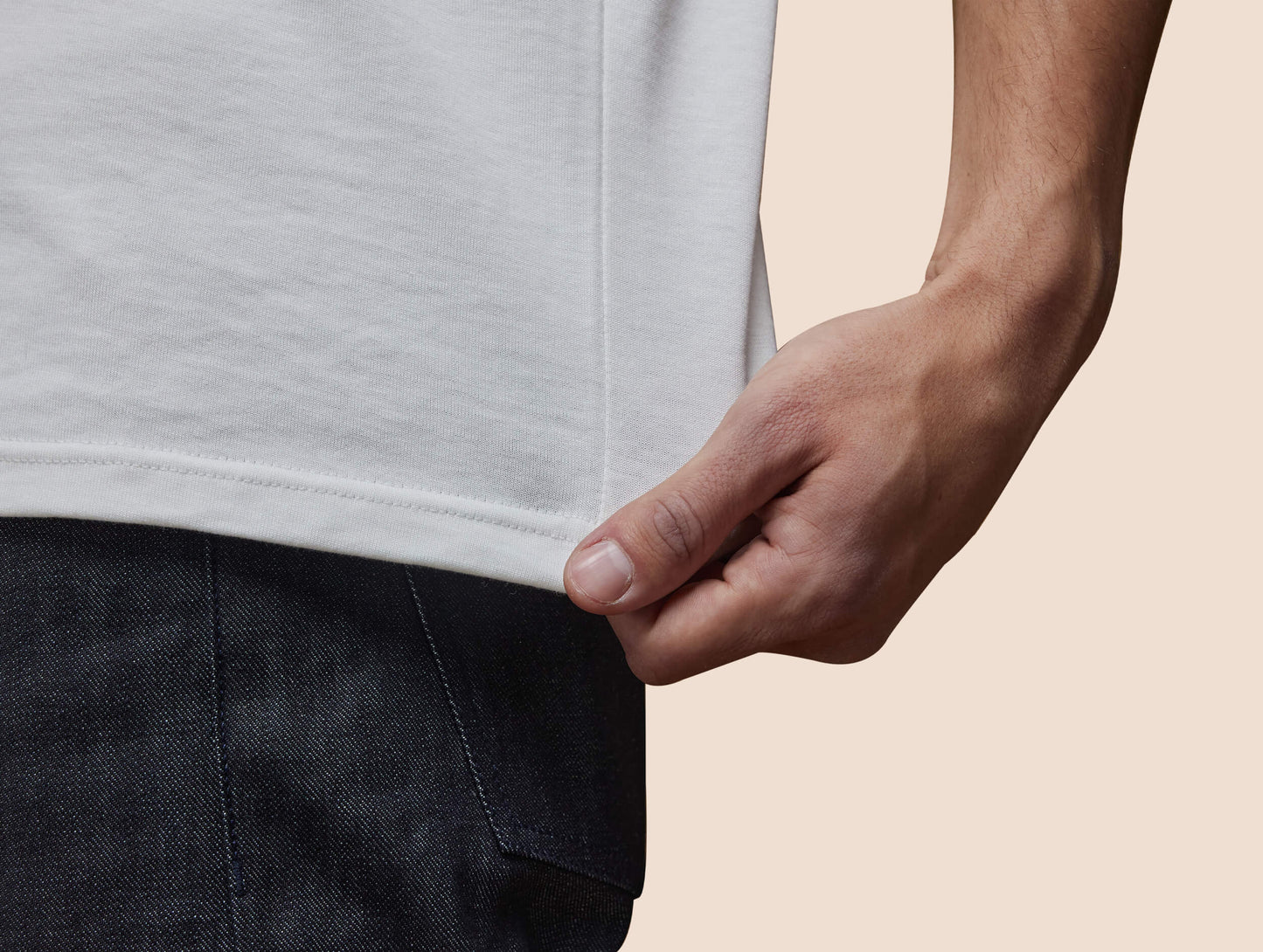 Pétrone T-shirt manches courtes coton pima micromodal blanc crème homme#couleur_blanc-crème