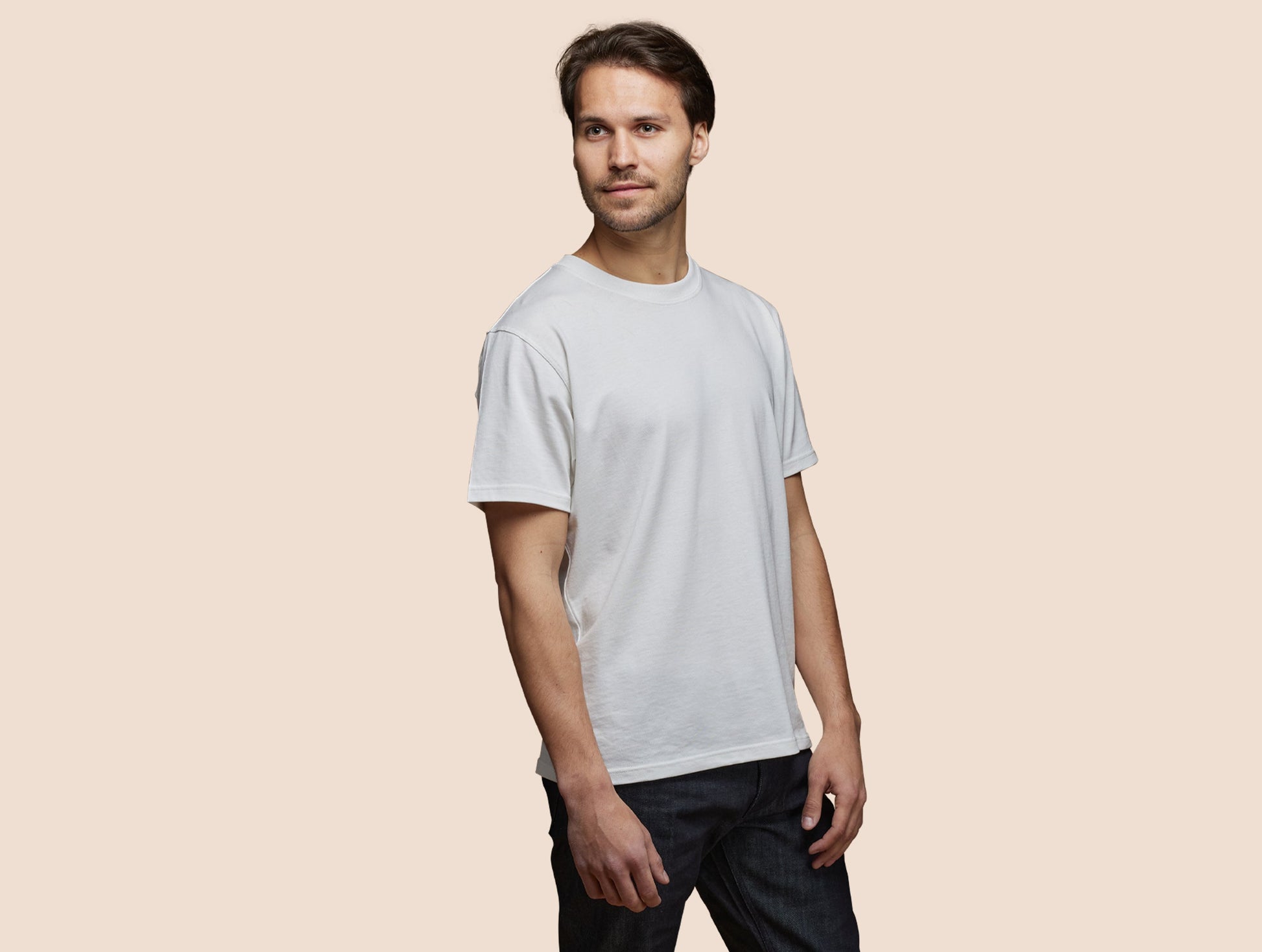 Pétrone T-shirt manches courtes coton pima micromodal blanc crème homme#couleur_blanc-crème